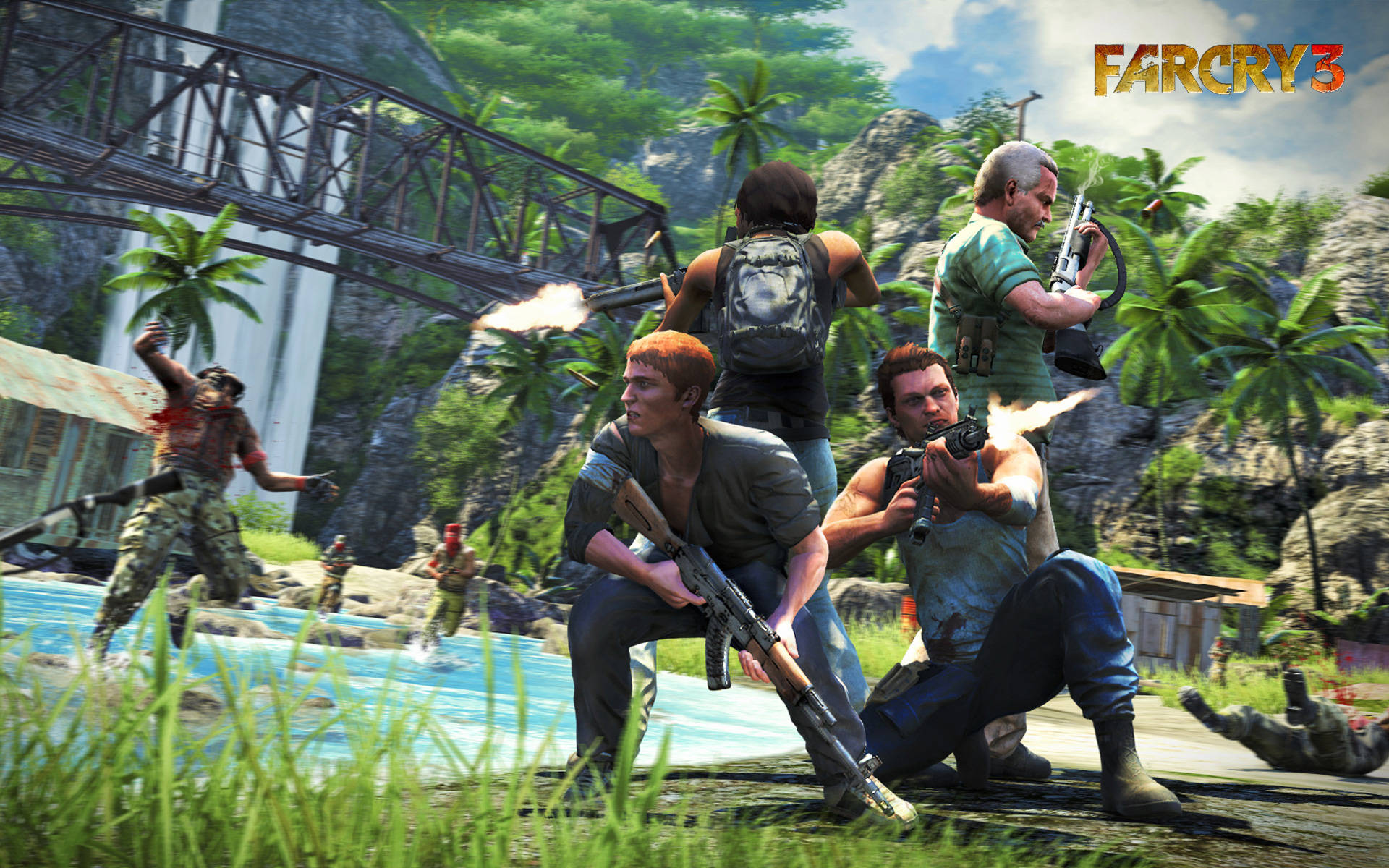 Far Cry 3 Gun Battle By River Background