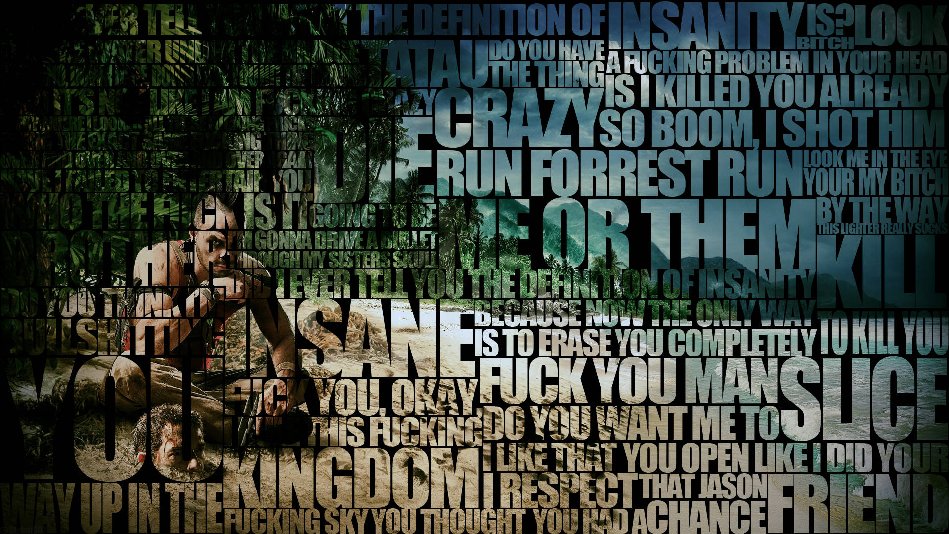 Far Cry 3 Vaas Montenegro Typography On Beach Background