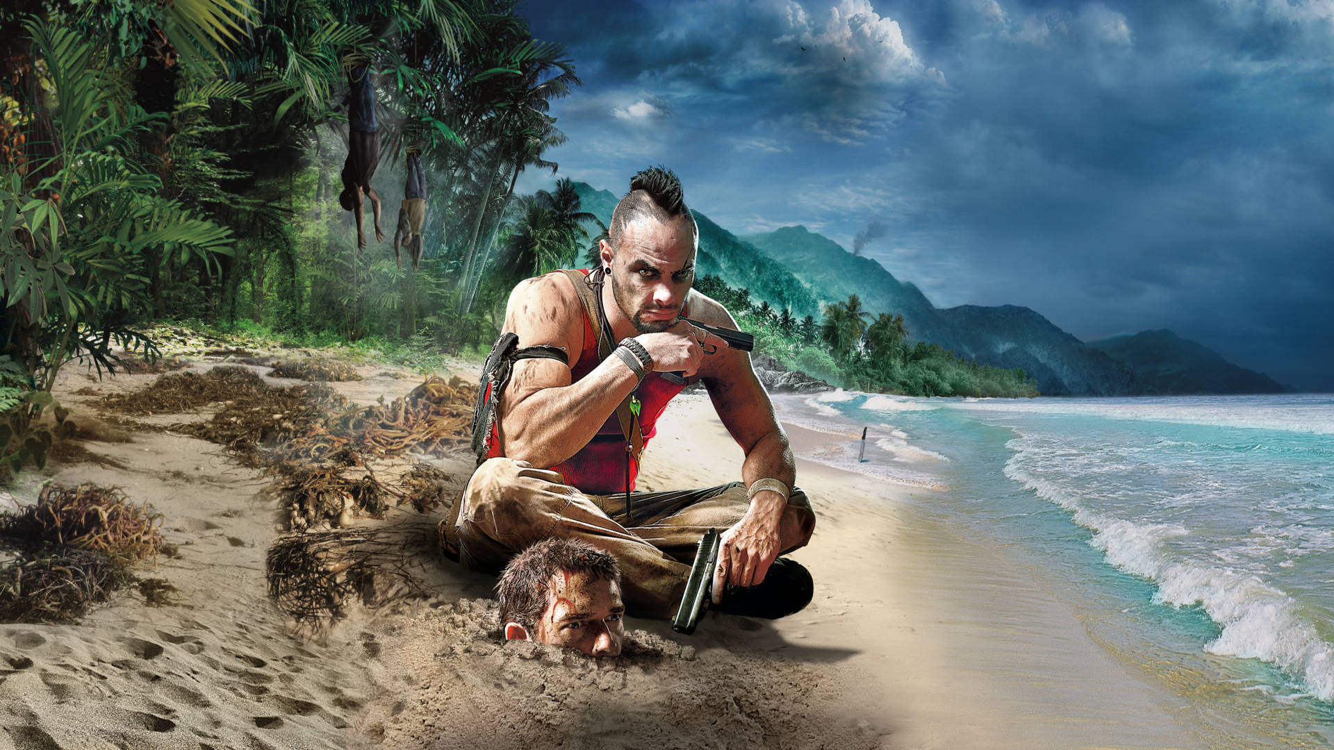 Far Cry 3 Vaas Sitting On Beach Background