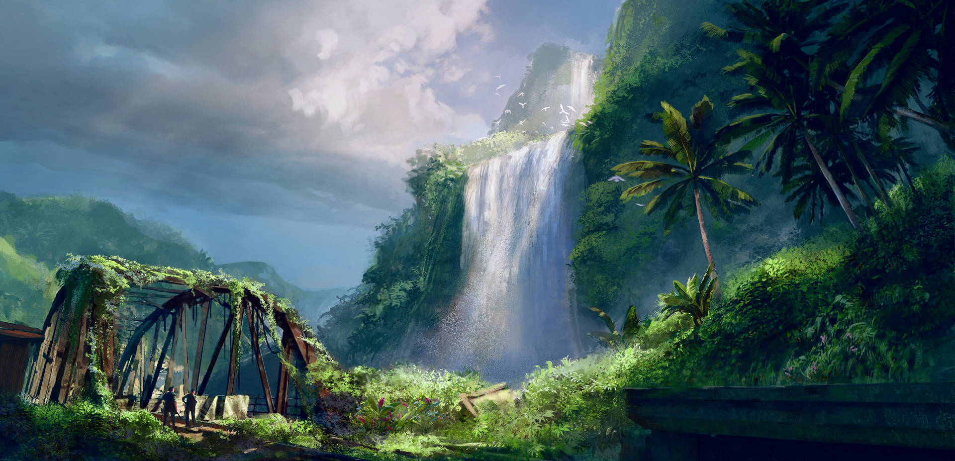 Far Cry 3 Waterfall By Bridge Background