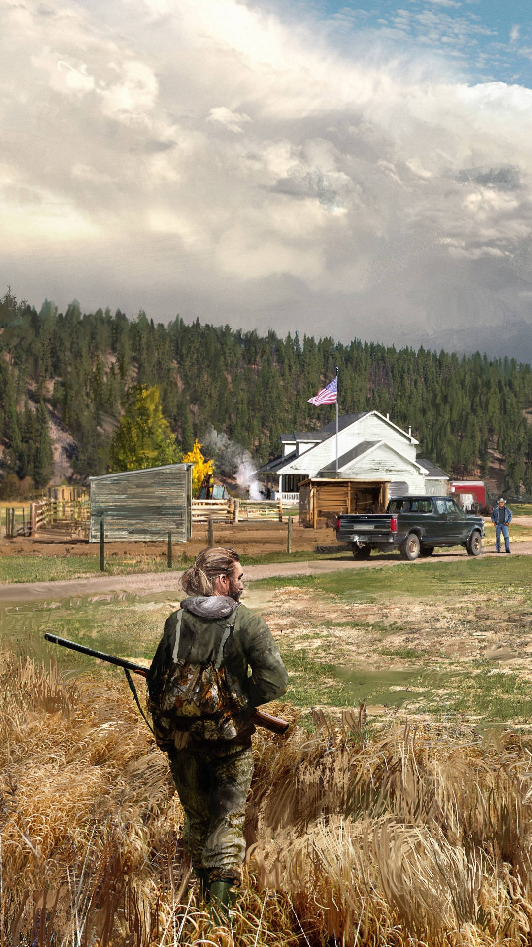 Far Cry 5字符渗透农场Iphone背景
