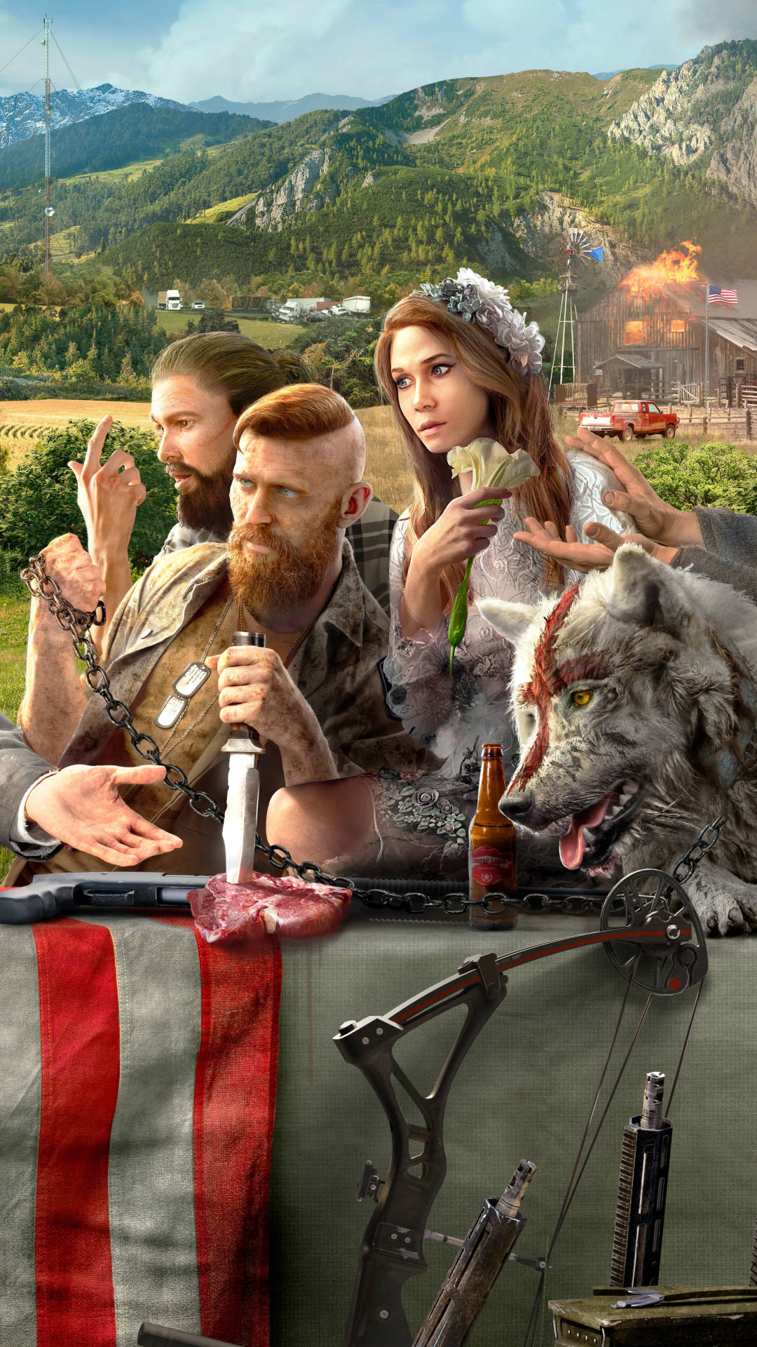 Far Cry 5 Characters With Wolf Iphone Background