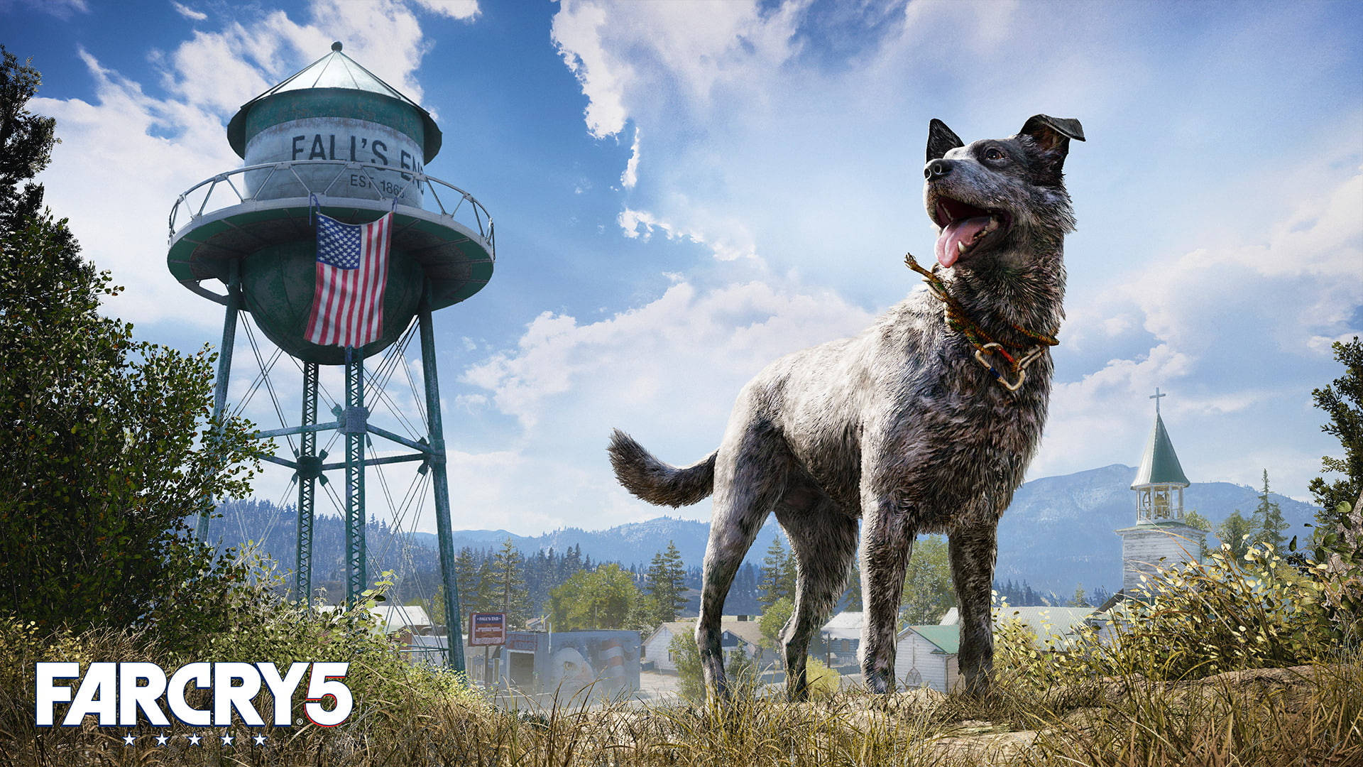 Far Cry 5 Dog And Water Tower Iphone背景