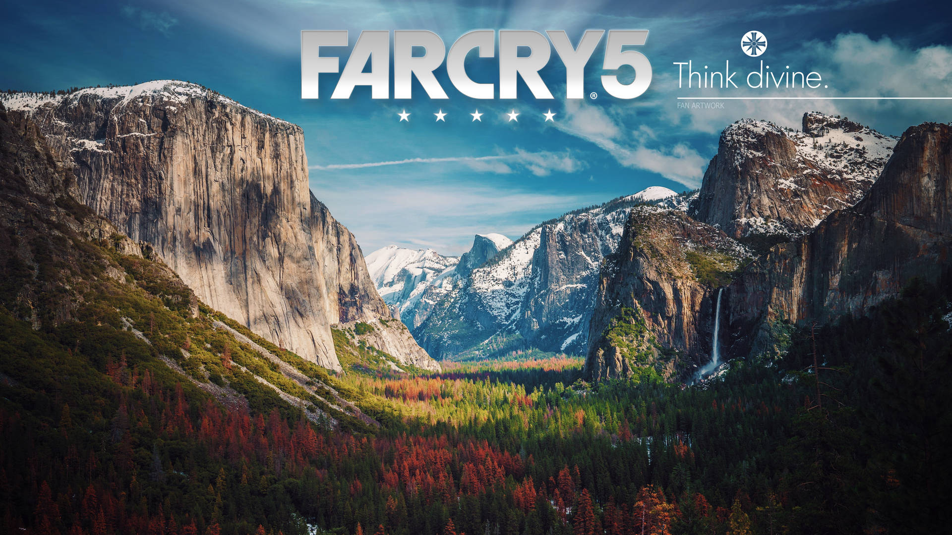 Far Cry 5 Logo Against Mountainous Landscape