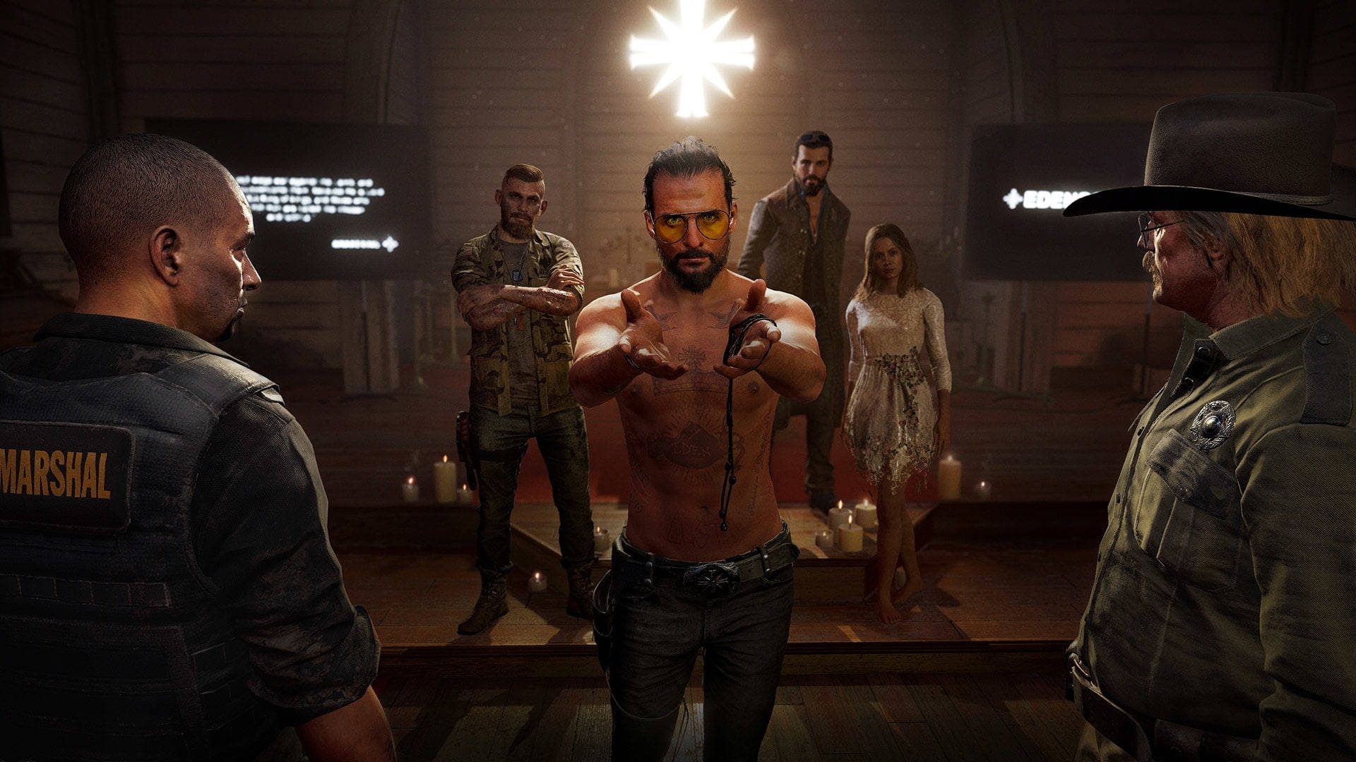 Far Cry 5’s Antagonist, Joseph Seed, Inside His Church Background