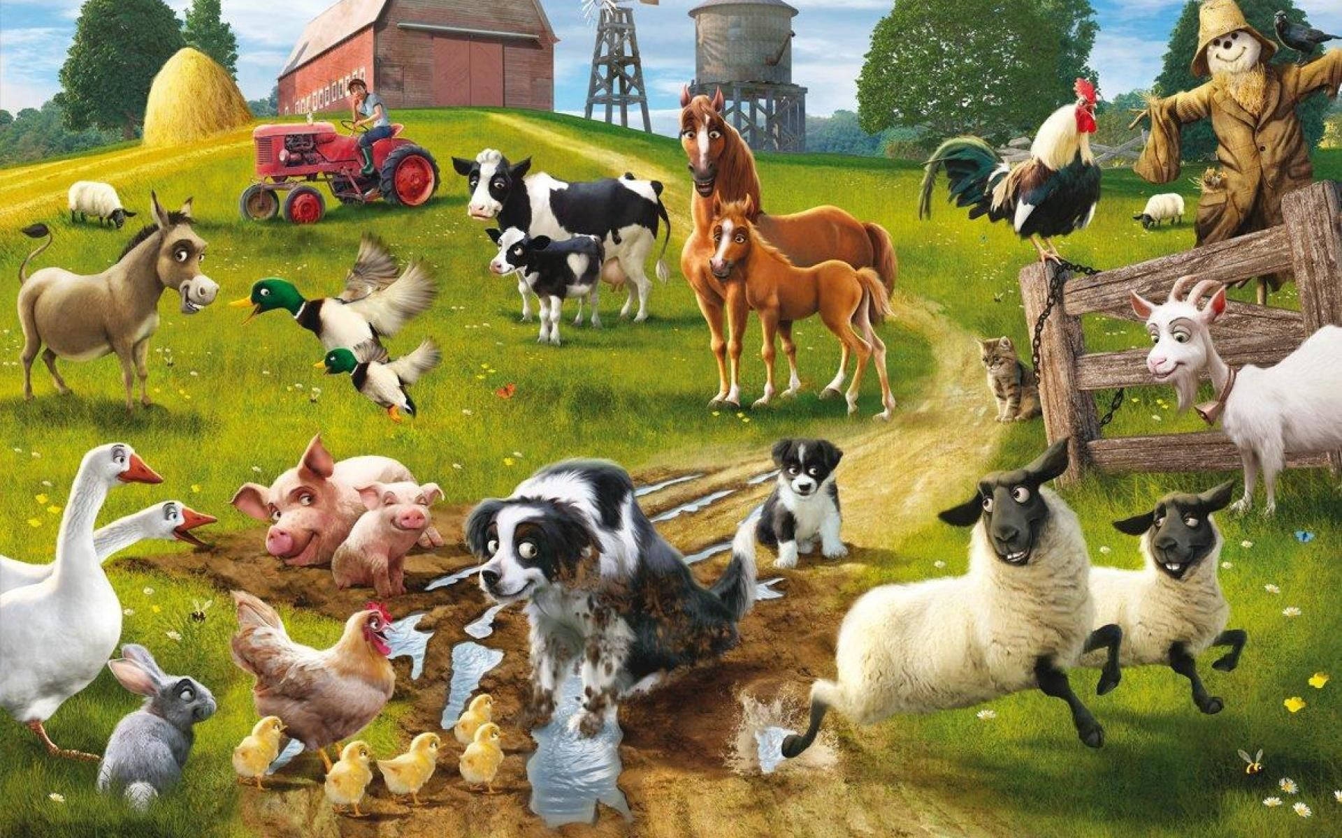 Farm Animal Family Art Background