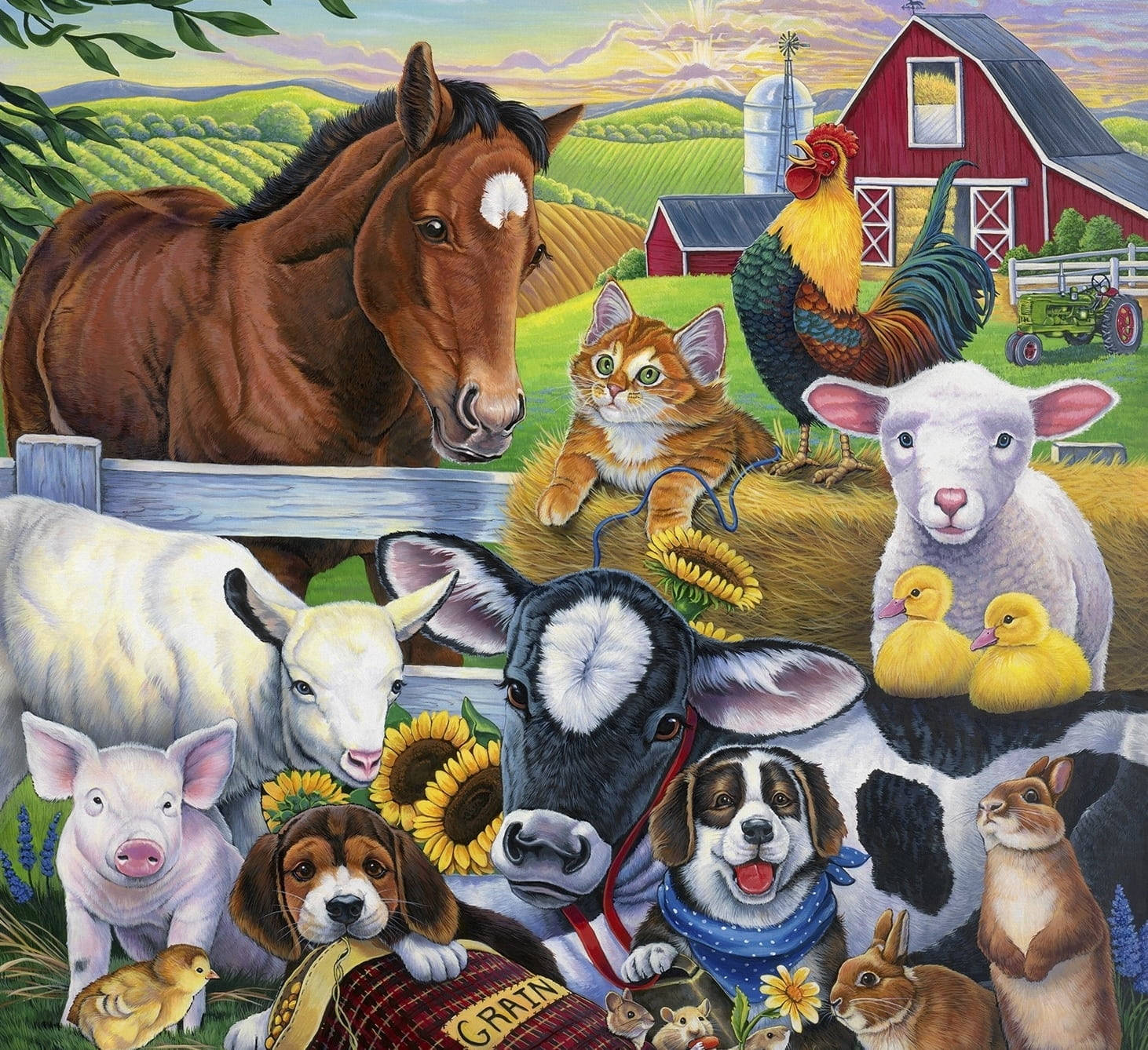 Farm Animals Artwork Illustration Background