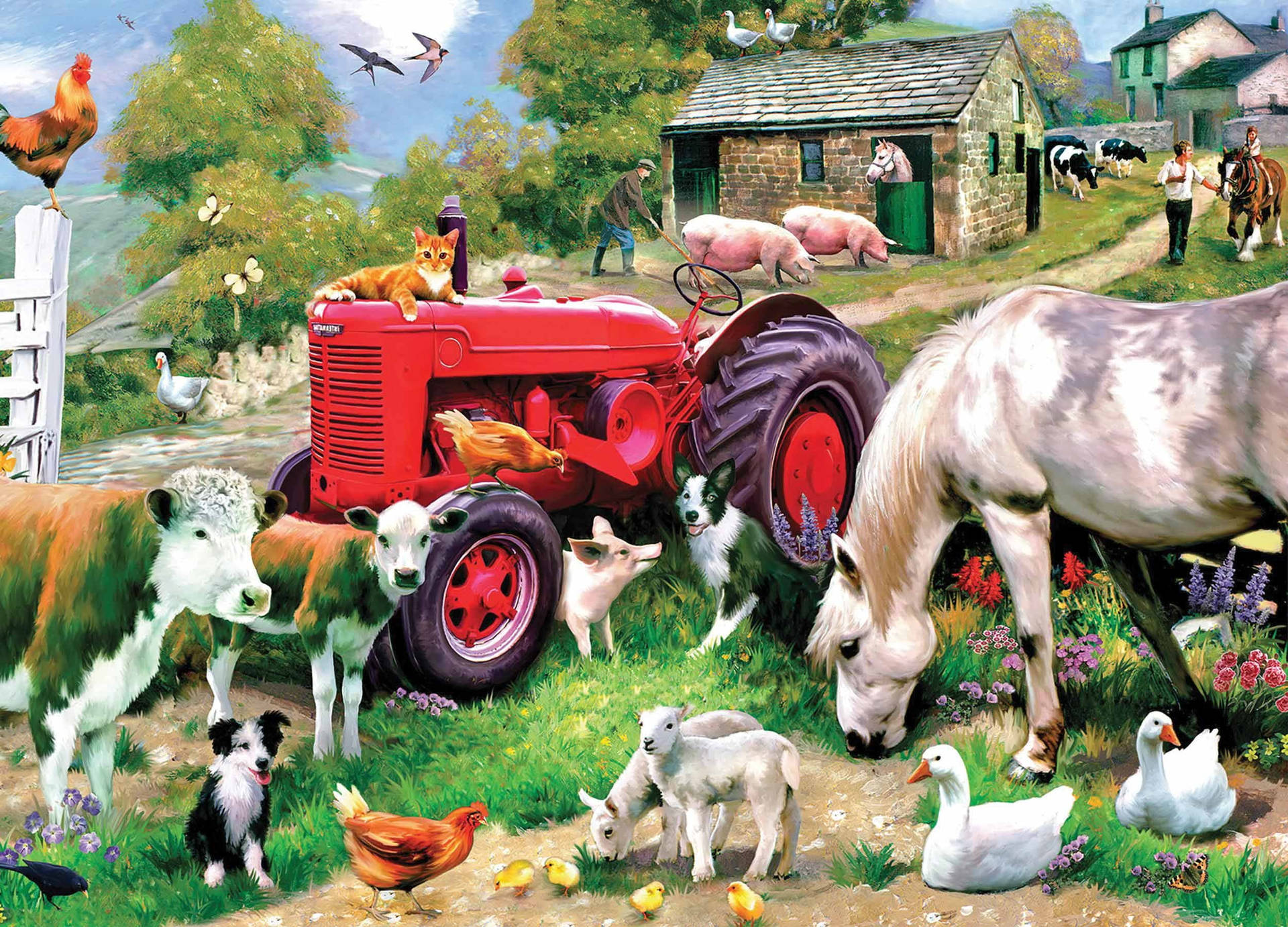 Farm Animals Digital Painting Background