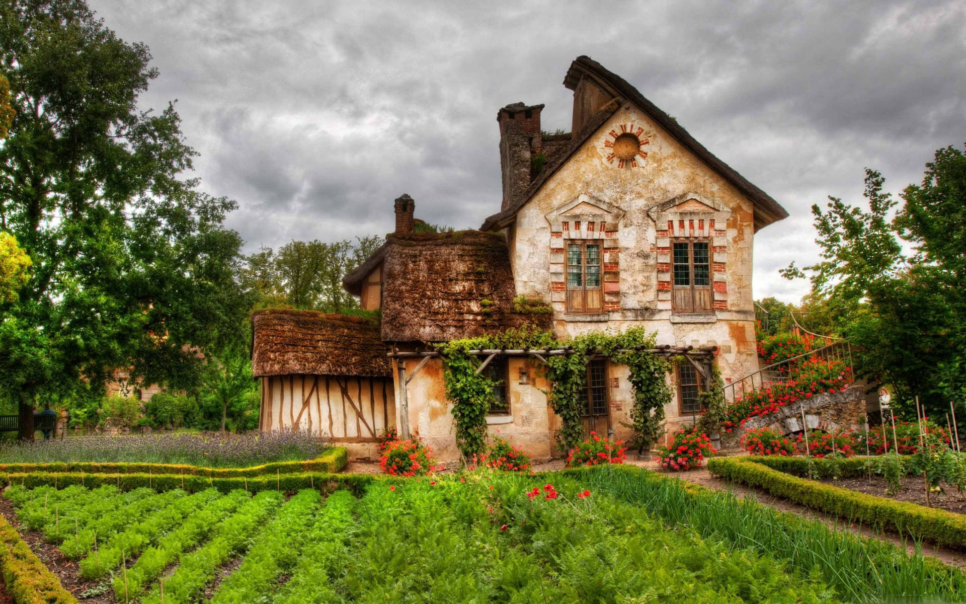 Farmhouse Built With Stones Background