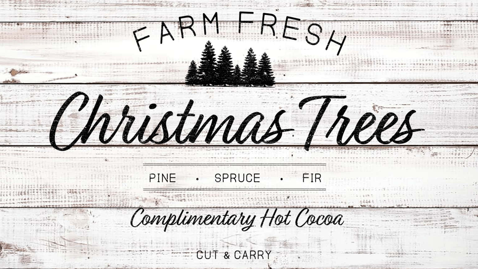 Farmhouse Christmas Tree Farm Wood Plank Background