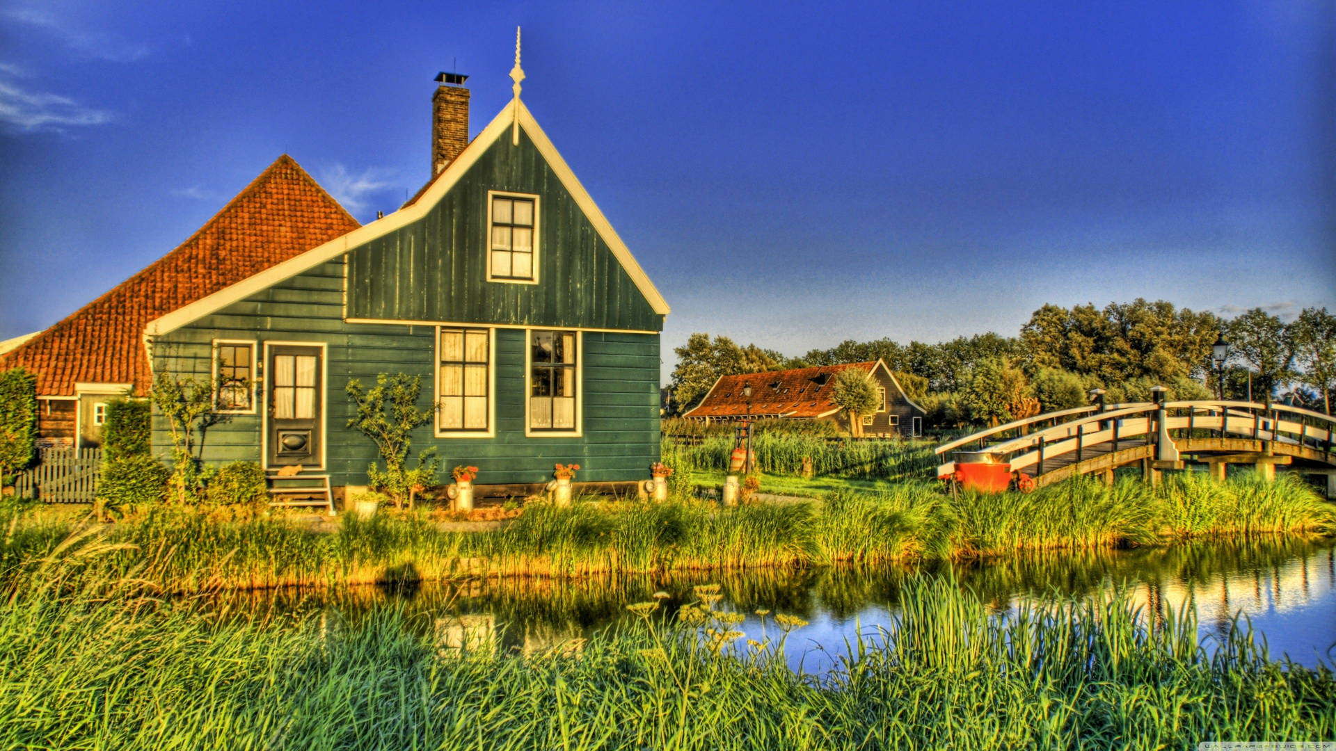 Farmhouse With Wooden Bridge