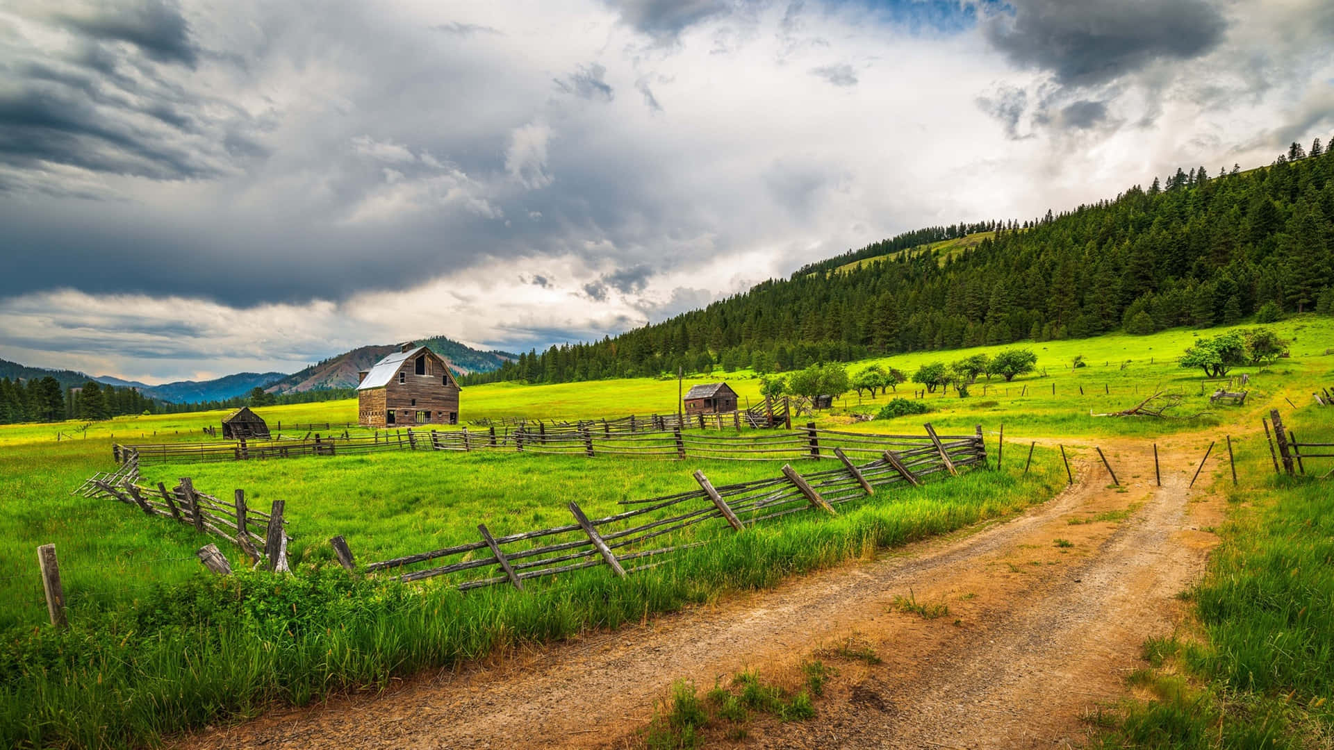 Farmland And Farmhouse In The Countryside