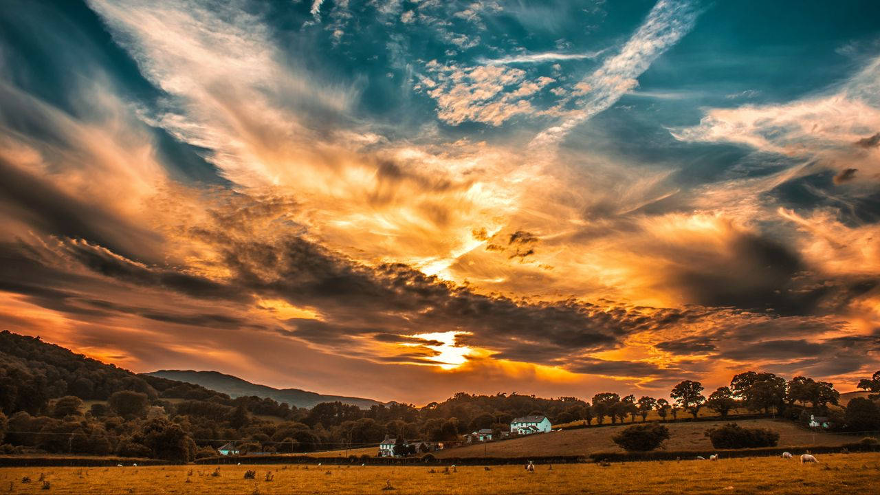 Farmland And Sunset Desktop