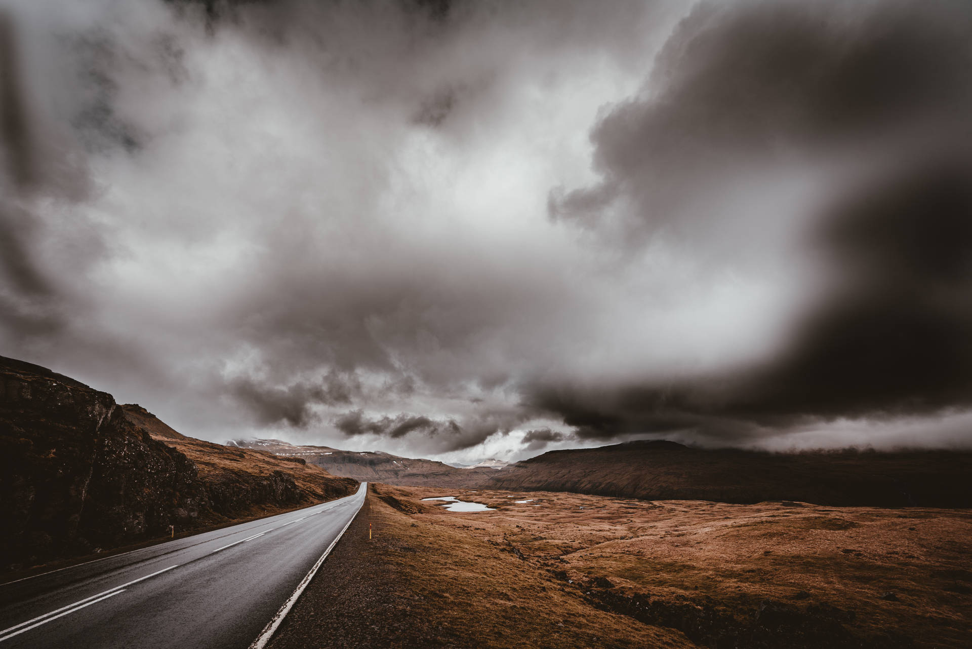Faroe Islands Asphalt Road Background