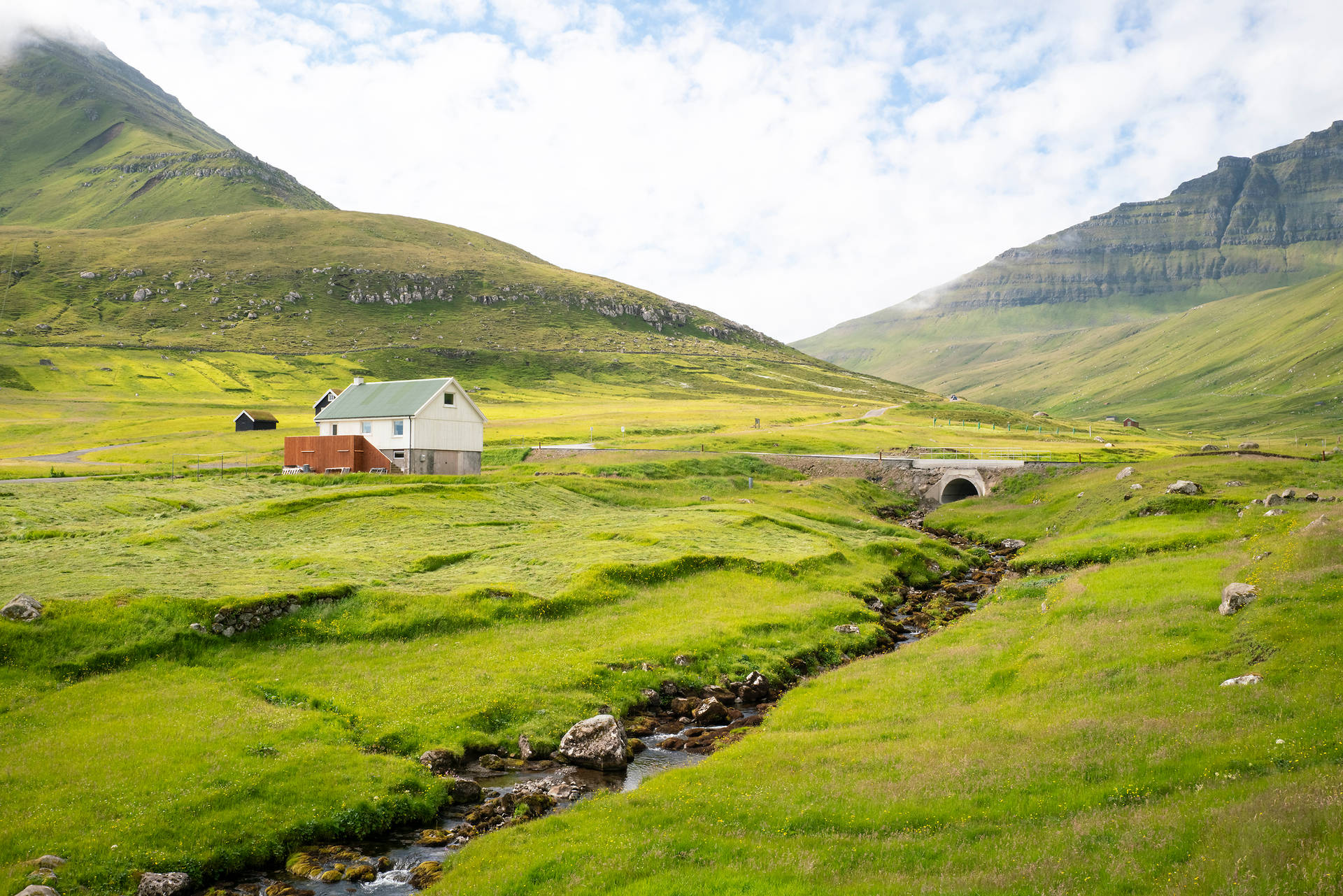 Faroe Islands Green Grass Field Background