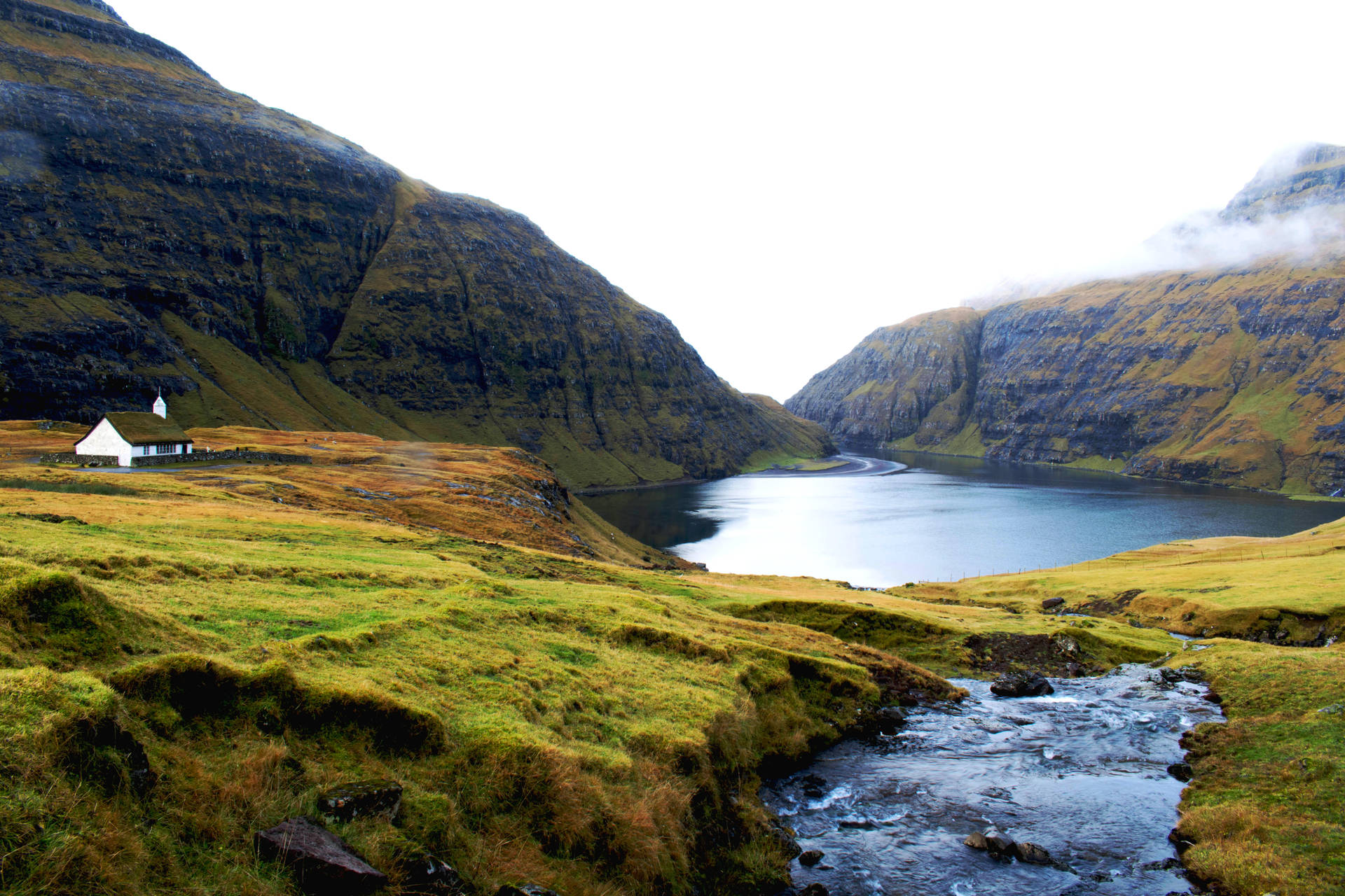 Faroe Islands Mountain Valley Background