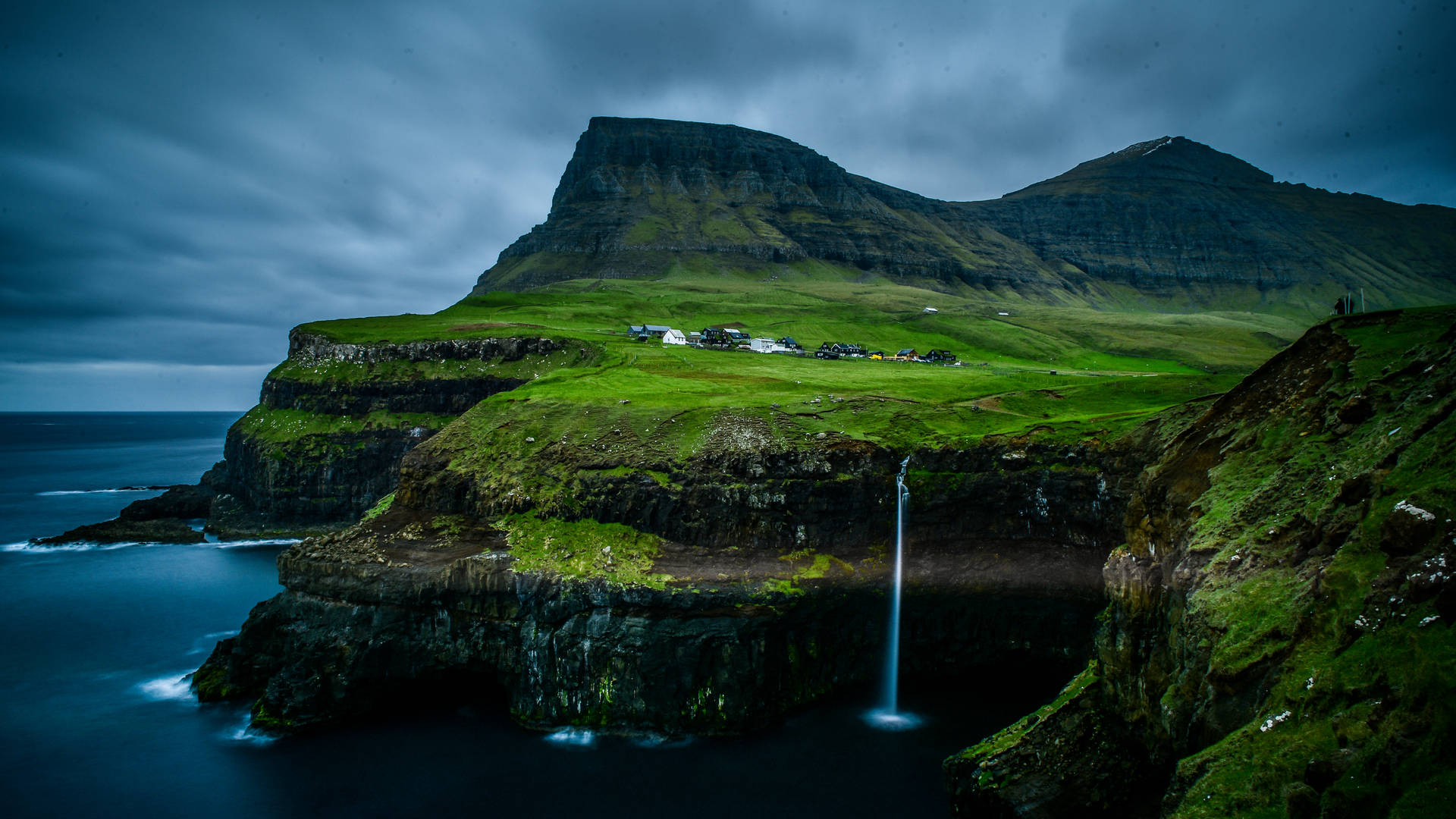 Faroe Islands Mountains Scenery Background