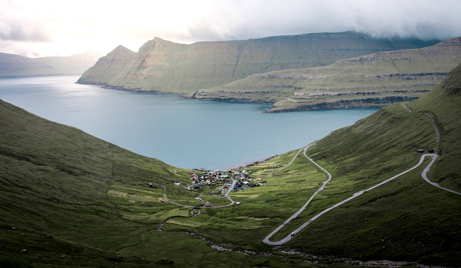 Faroe Islands Tjornuvik Village Background