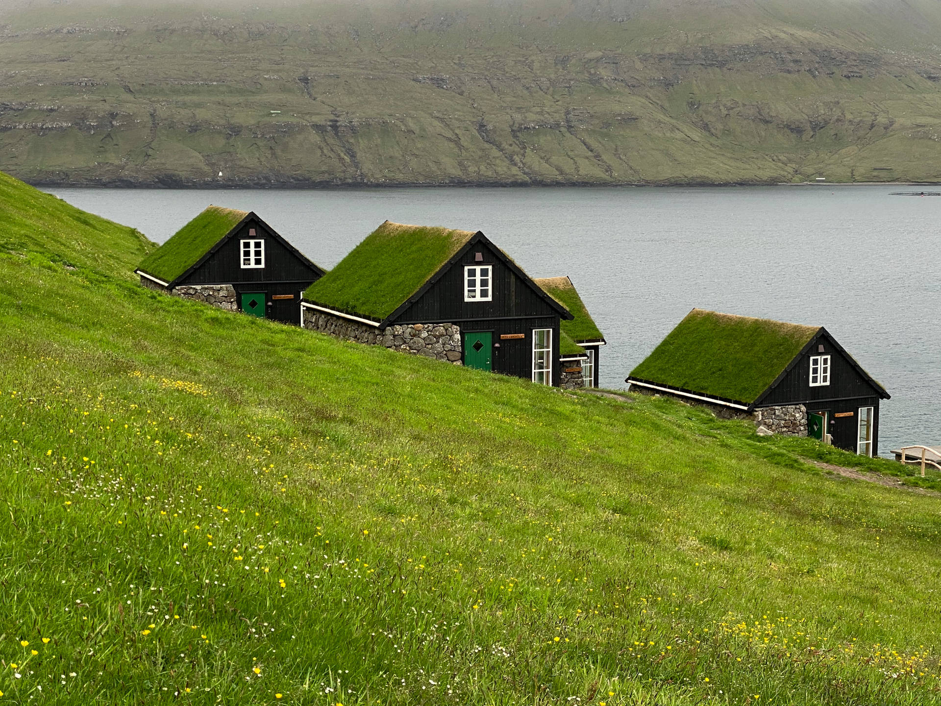 Faroe Islands Turf Houses Background