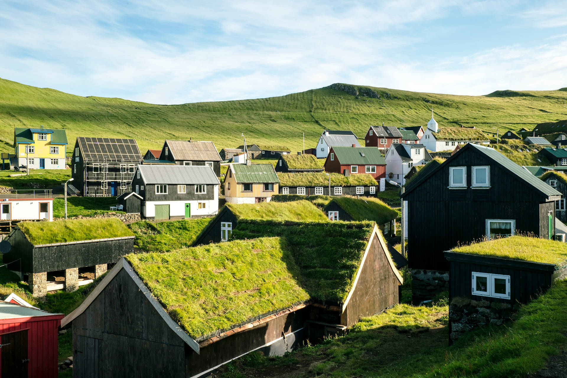 Faroe Islands Village Houses Background