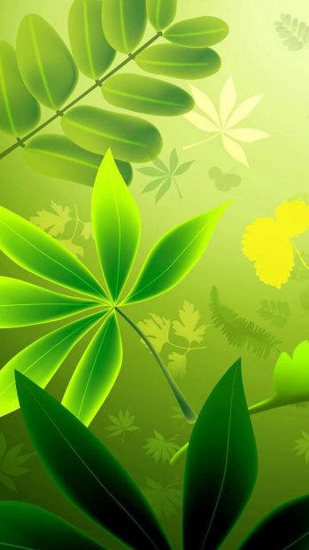 Fascinating Green Leaves Art Iphone Background