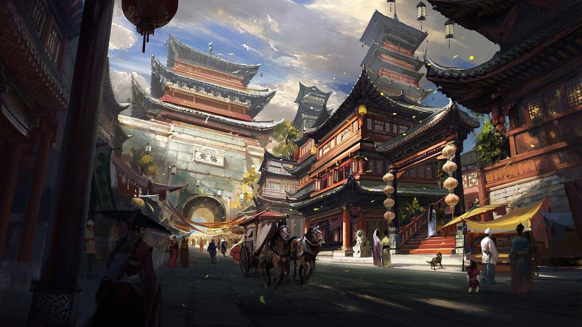 Fascinating Image Of Japanese Anime City Background