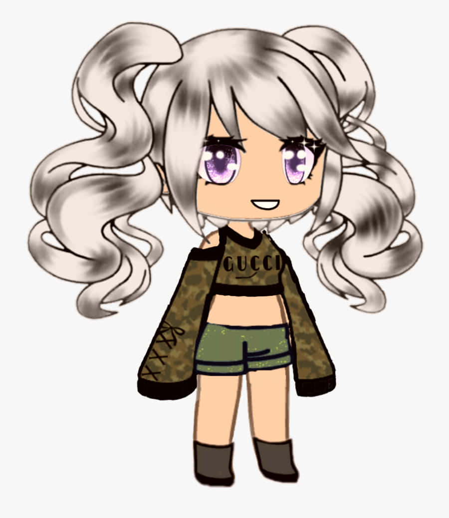 Fashionable Gacha Girl In Pigtails Background