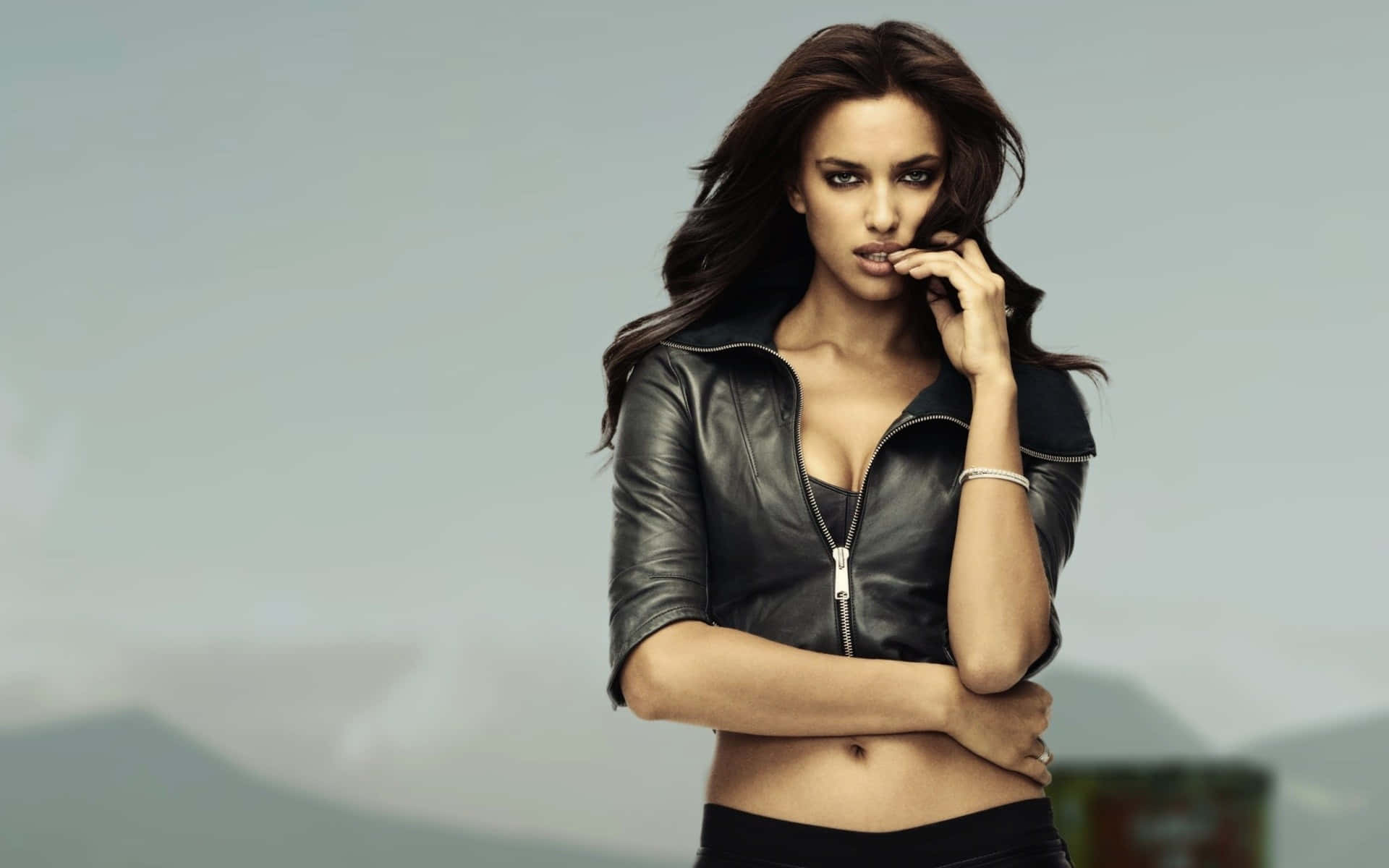 Fashionable Leather Jacket Model Background