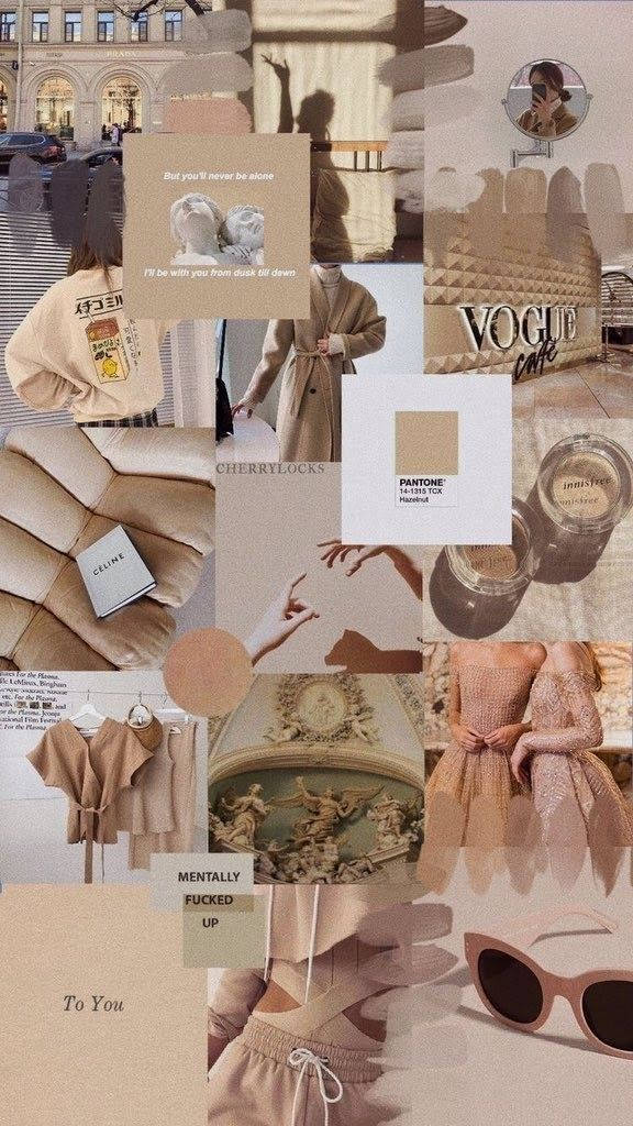 Fashionista Beige Aesthetic Collage