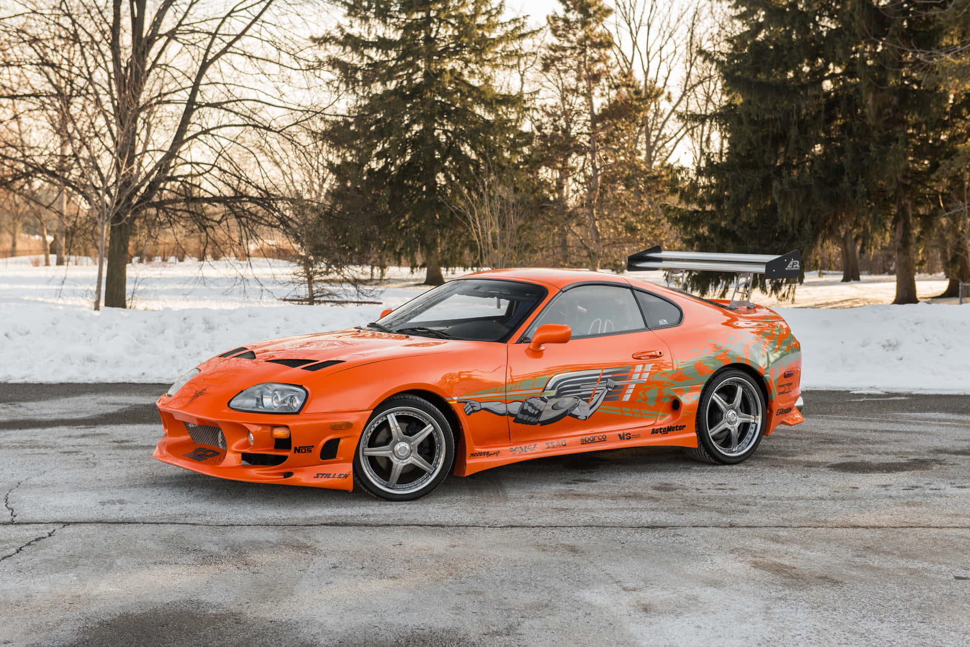 Fast And Furious 1 Orange Toyota Supra Background