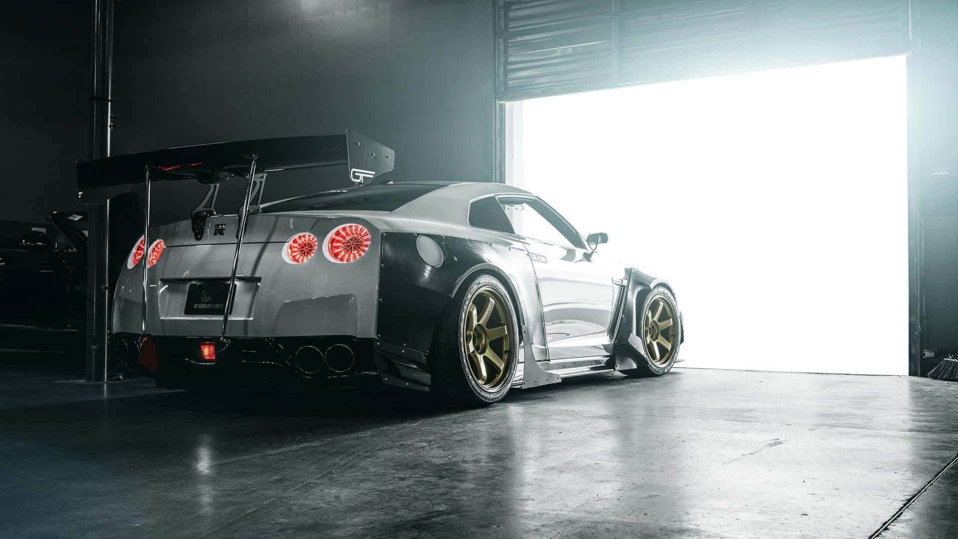 Fast Car Gt-r Desktop In Garage Background