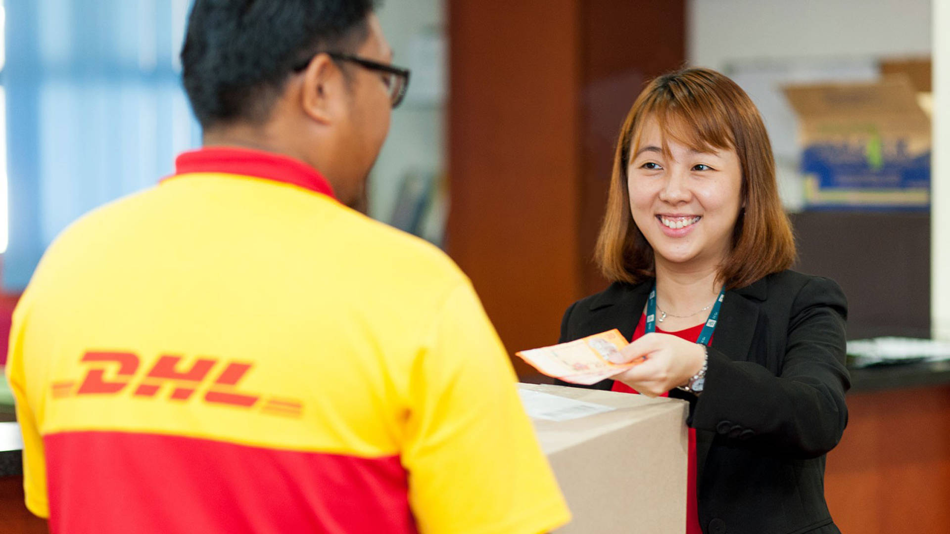 Fast Dhl Delivery Boy Background