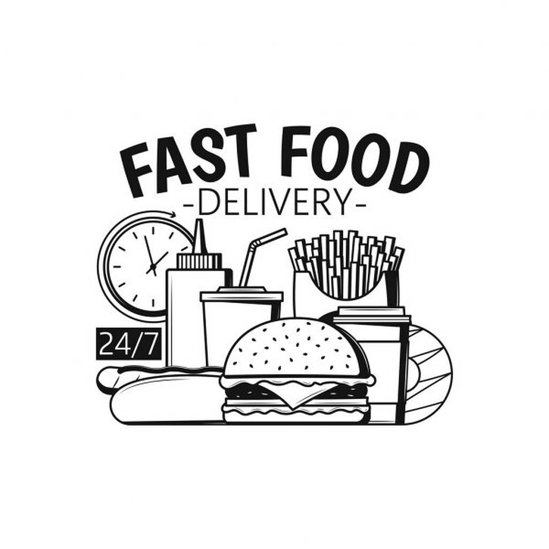 Fast Food Delivery Drawing Background