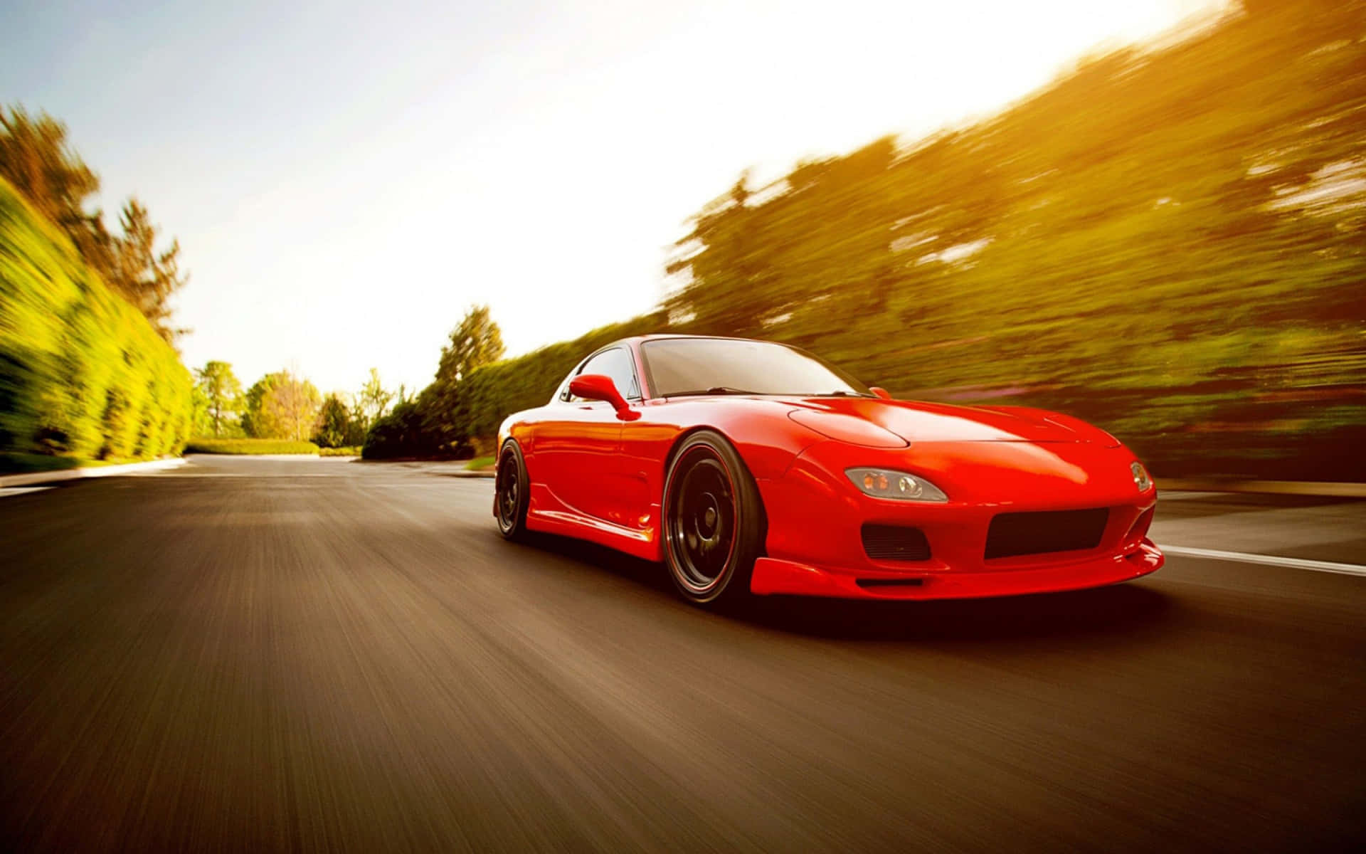 Fast Moving Red Mazda Rx 7 Background