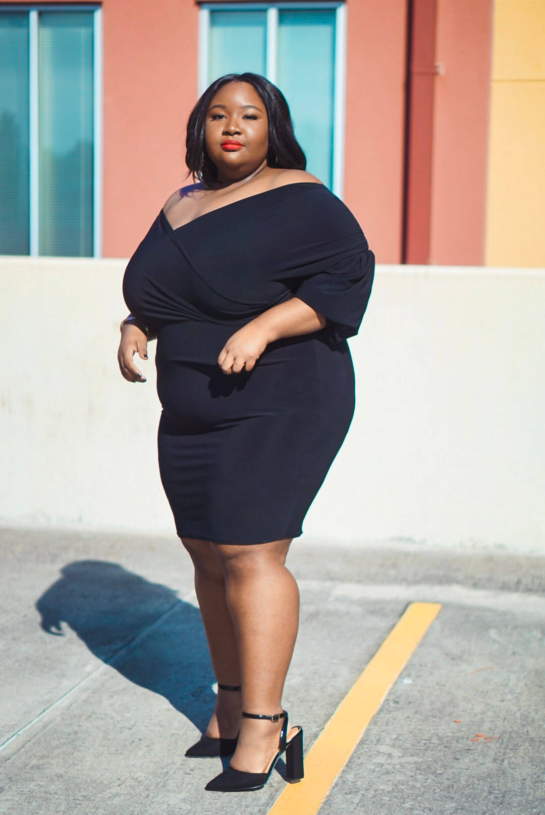 Fat Black Woman In Black Dress Background