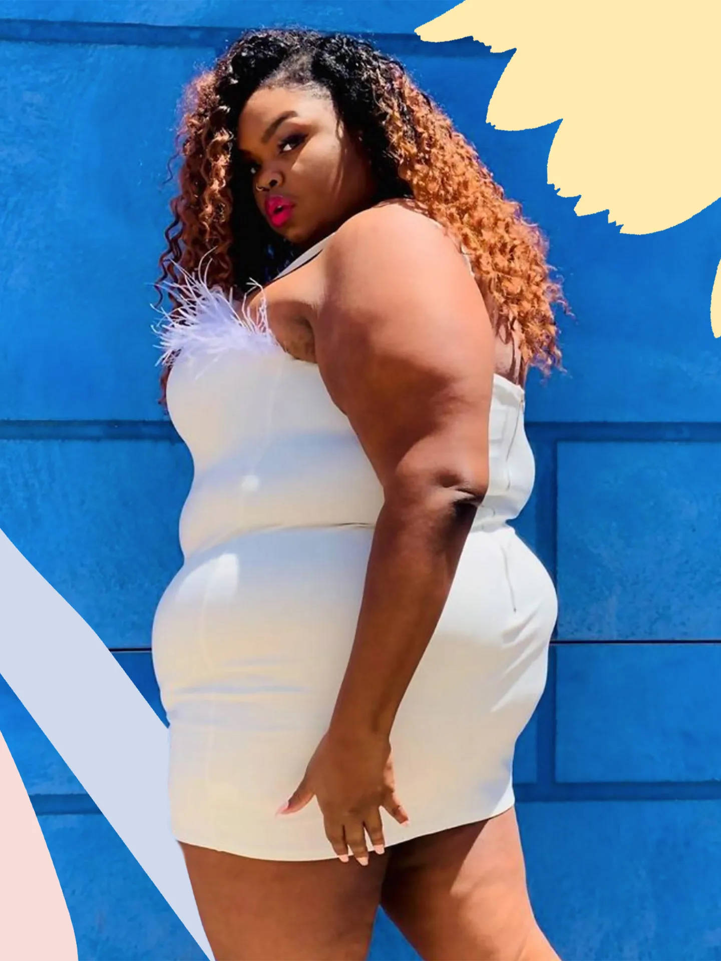 Fat Black Woman In White Dress Background