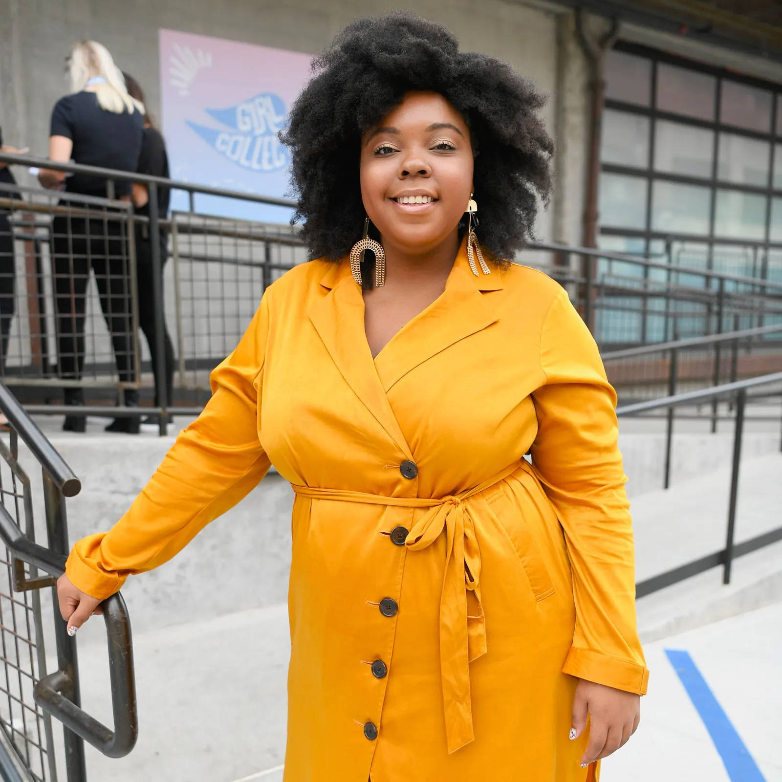 Fat Black Woman In Yellow Dress Background