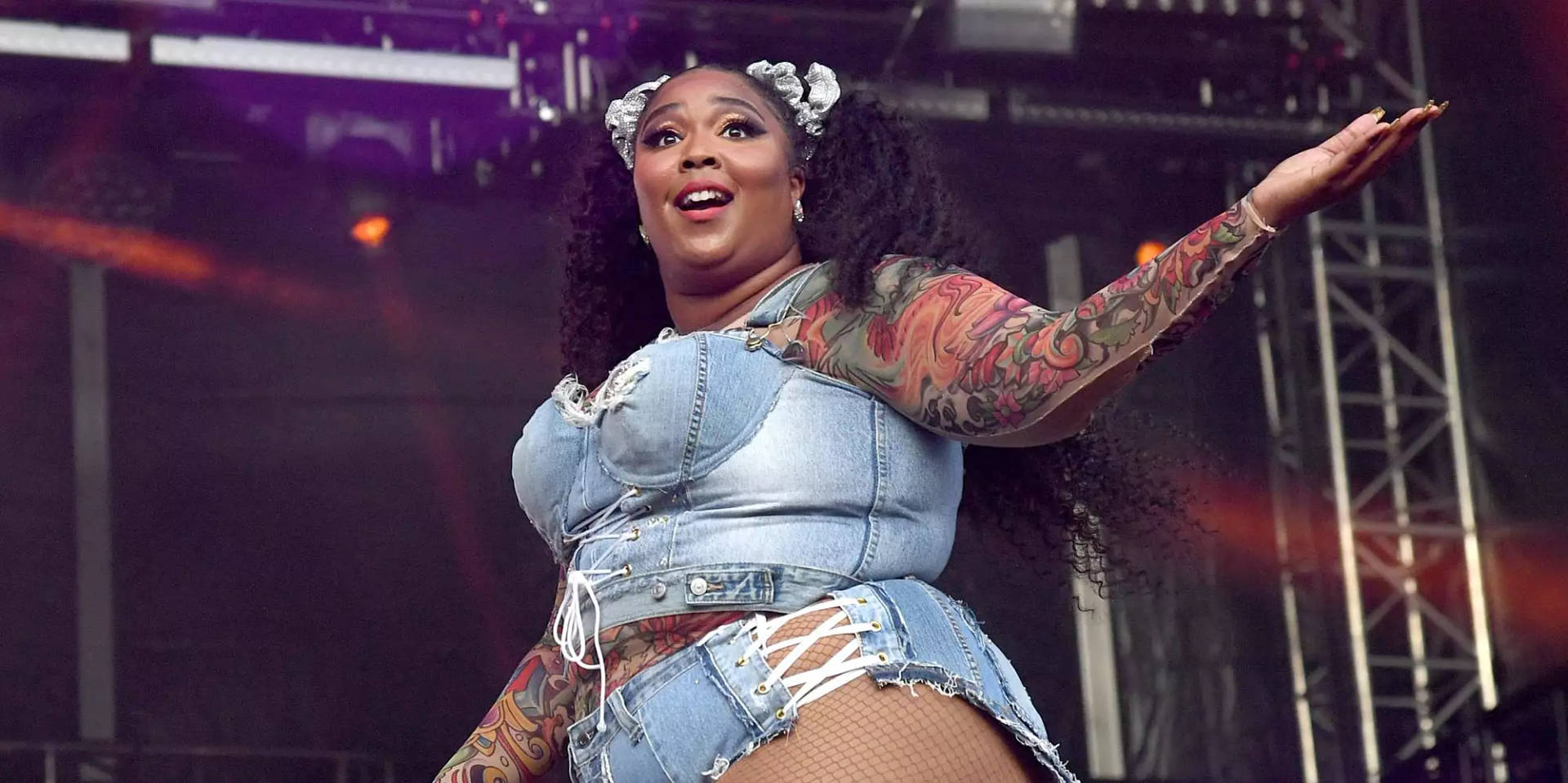 Fat Black Woman Lizzo Denim Background