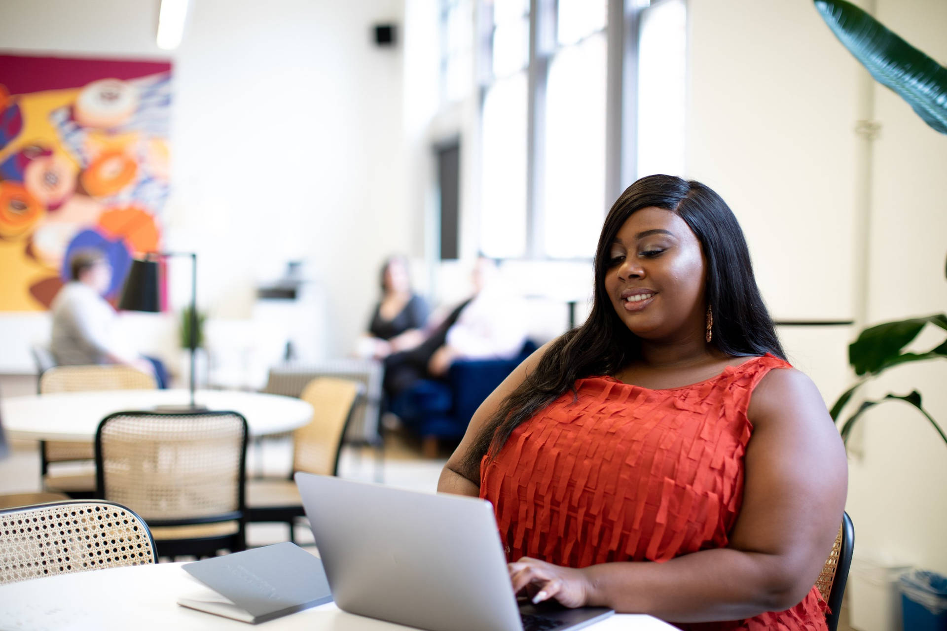 Fat Black Woman On Laptop