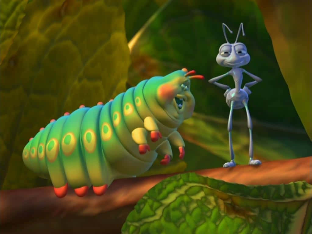 Fat Caterpillar And Ant A Bugs Life Background