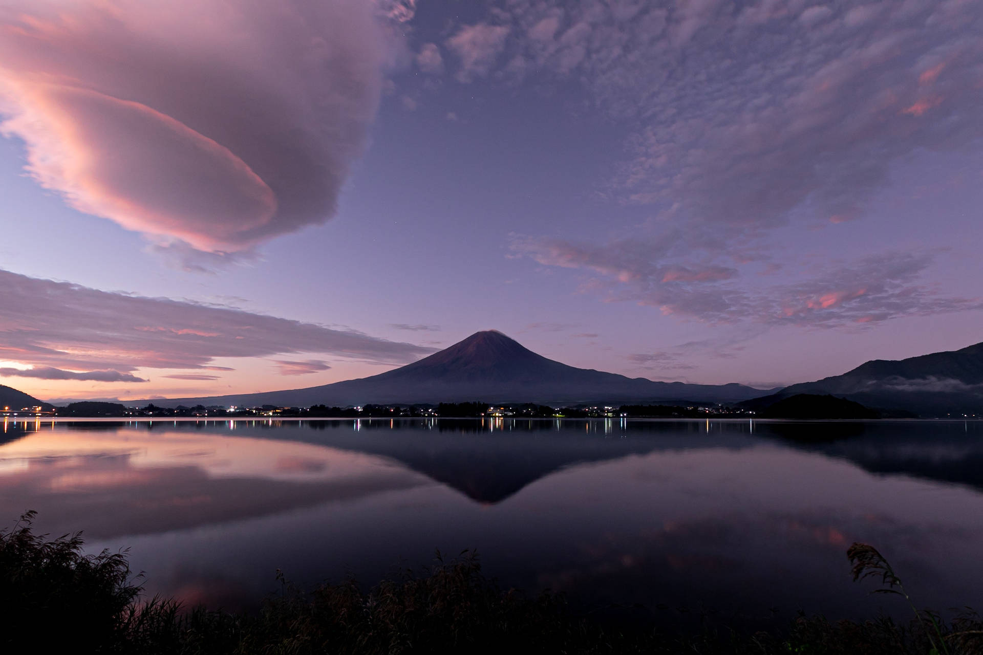 Fat Clouds Above Mount Fuji Background