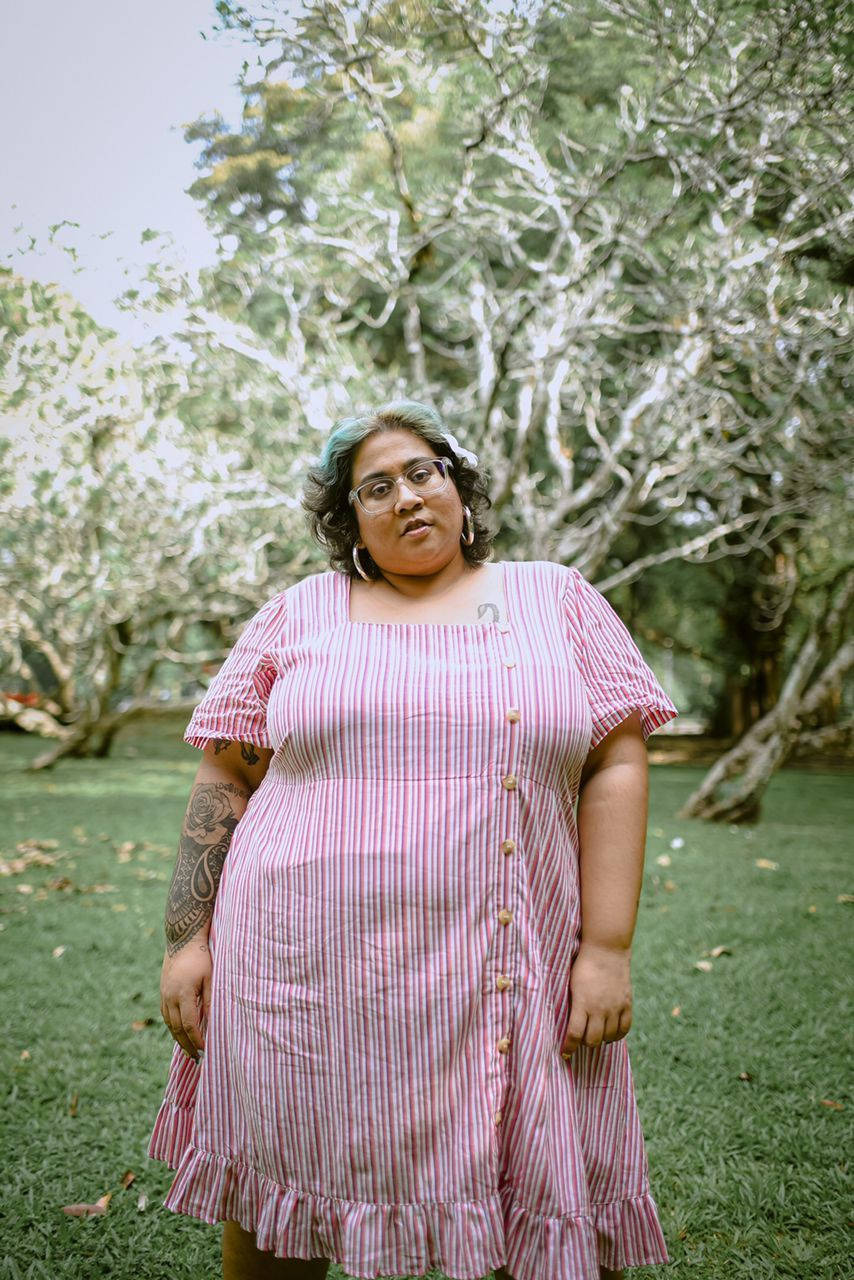 Fat Person In Striped Dress