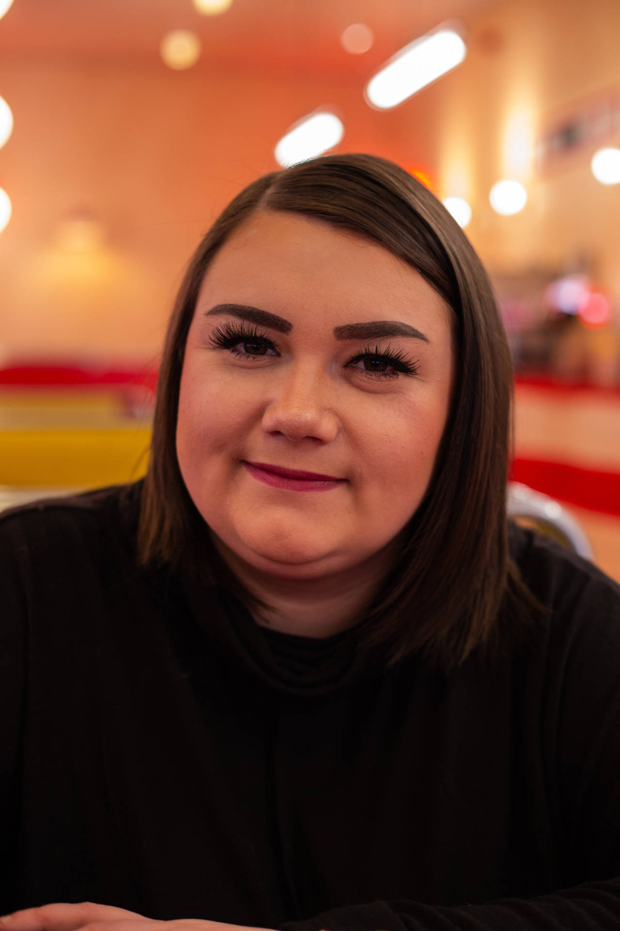 Fat Woman In Diner Background