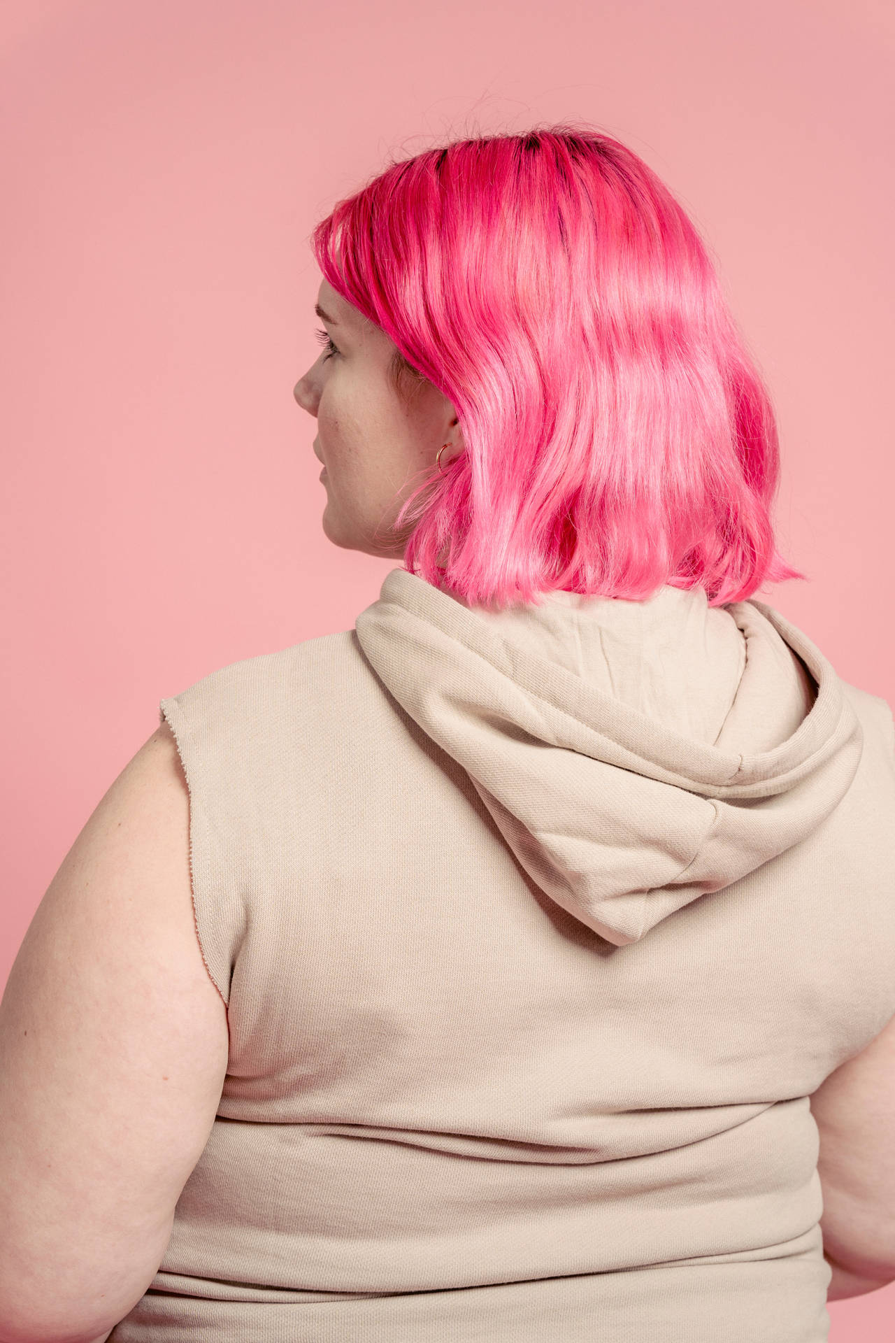 Fat Woman With Pink Hair Background