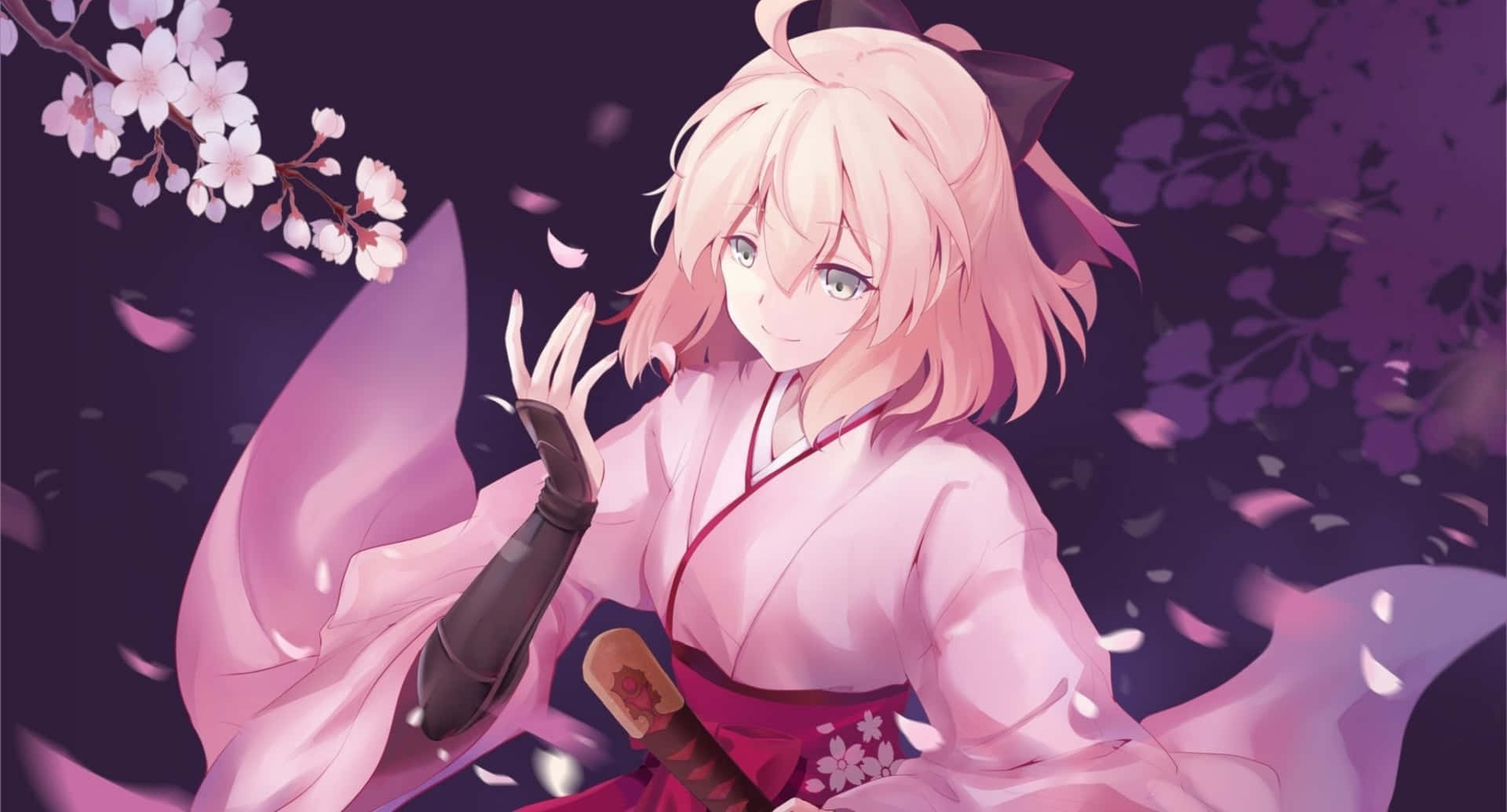 Fate Koha Ace Okita Souji Sakura Anime Girl Background