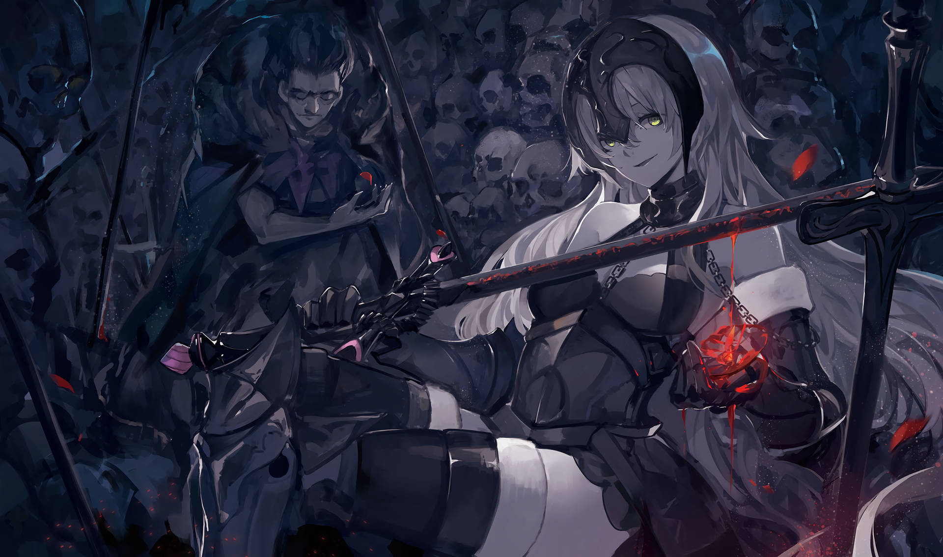 Fate Zero With Jeanne Holding A Sword Background