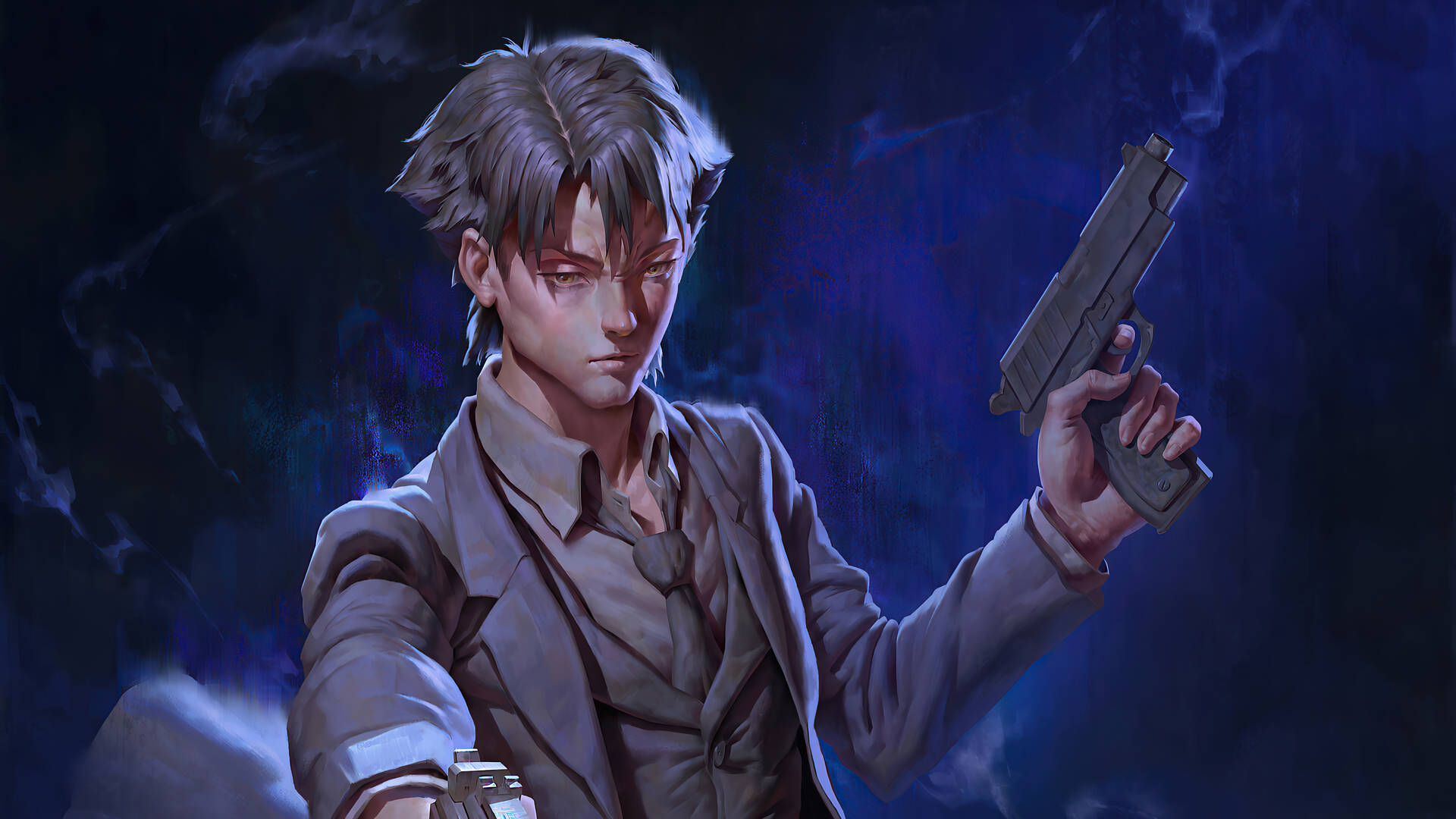 Fate Zero With Kiritsugu Pointing Gun Background