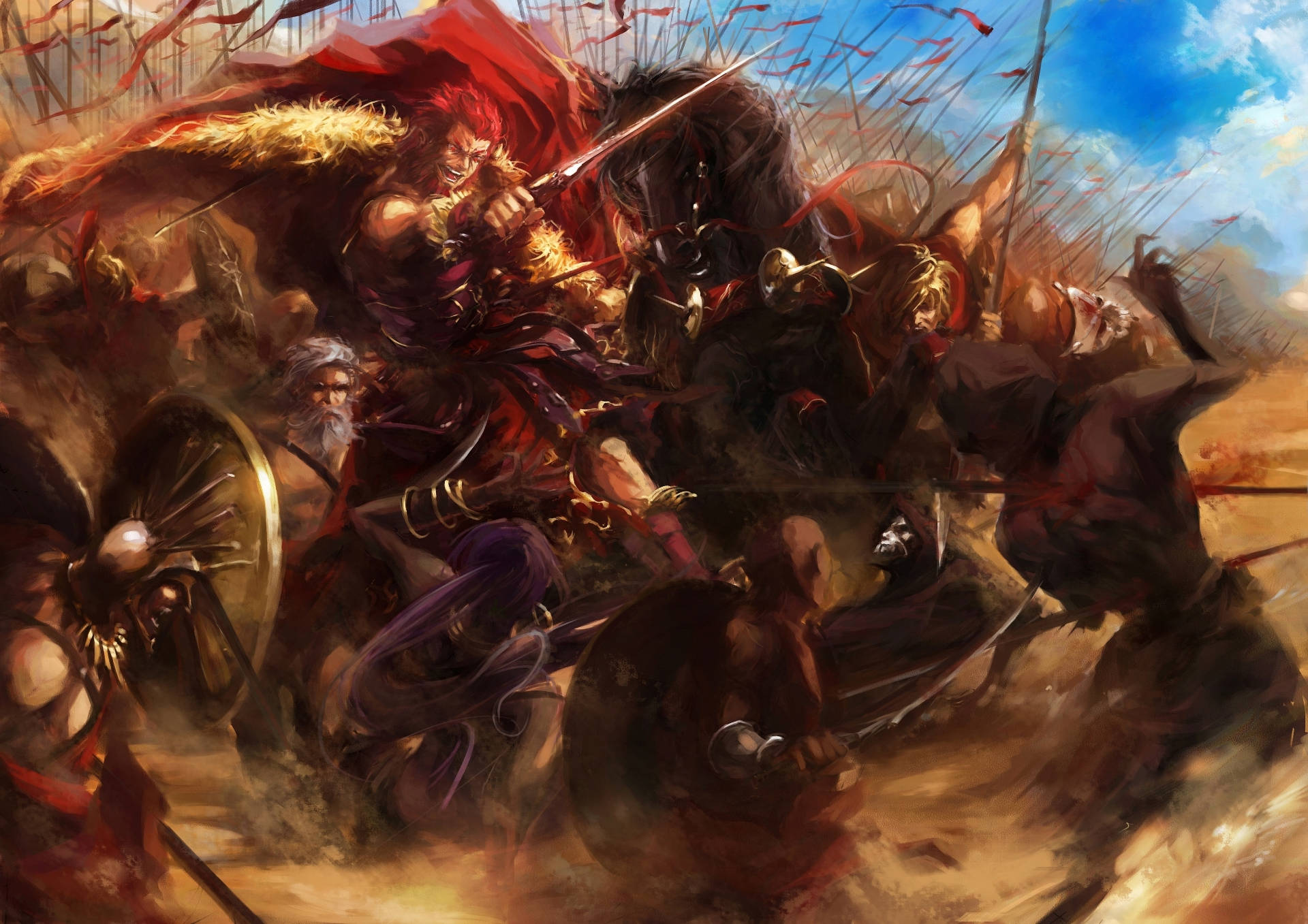 Fate Zero With Rider Fighting Background