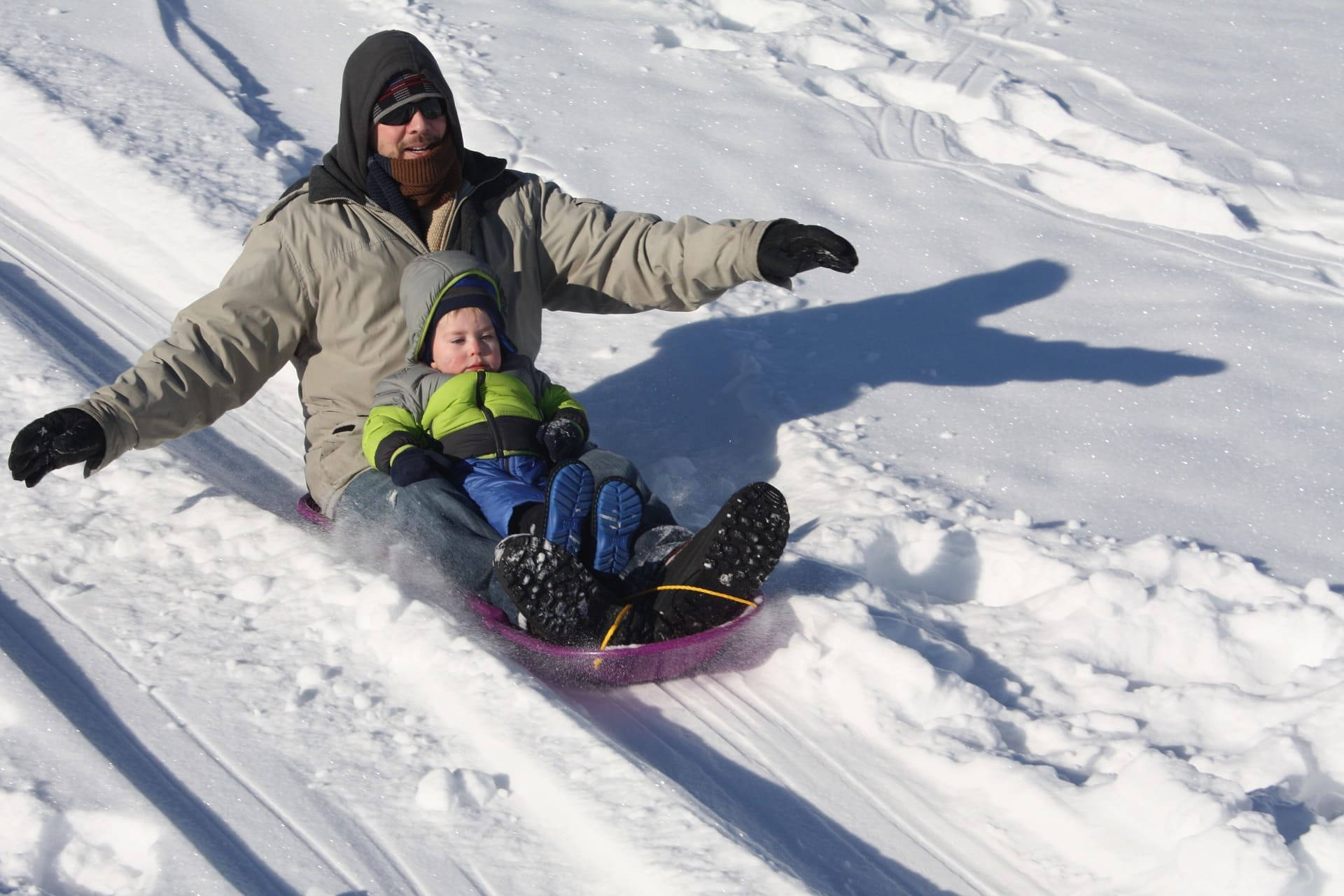 Father And Son Sledding Background