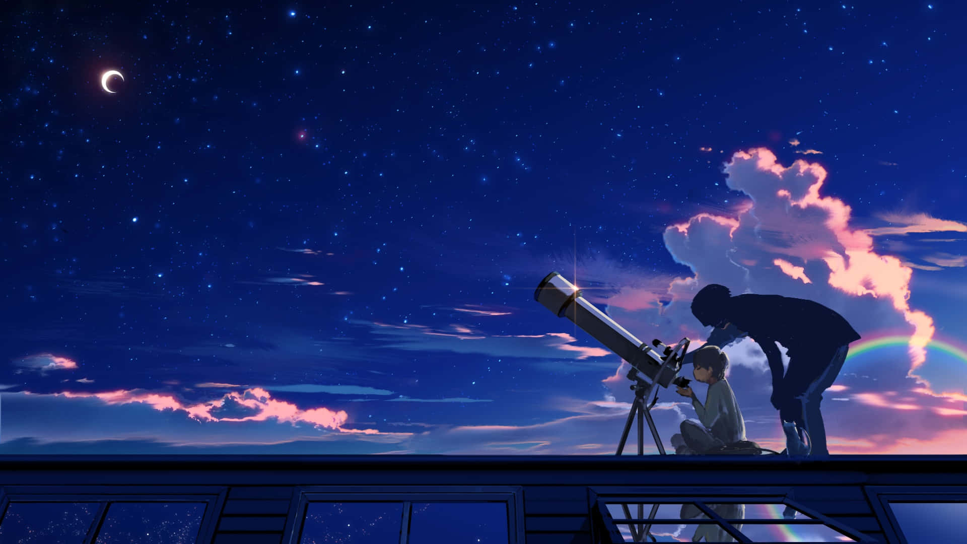 Father And Son Stargazing Astronomy Background